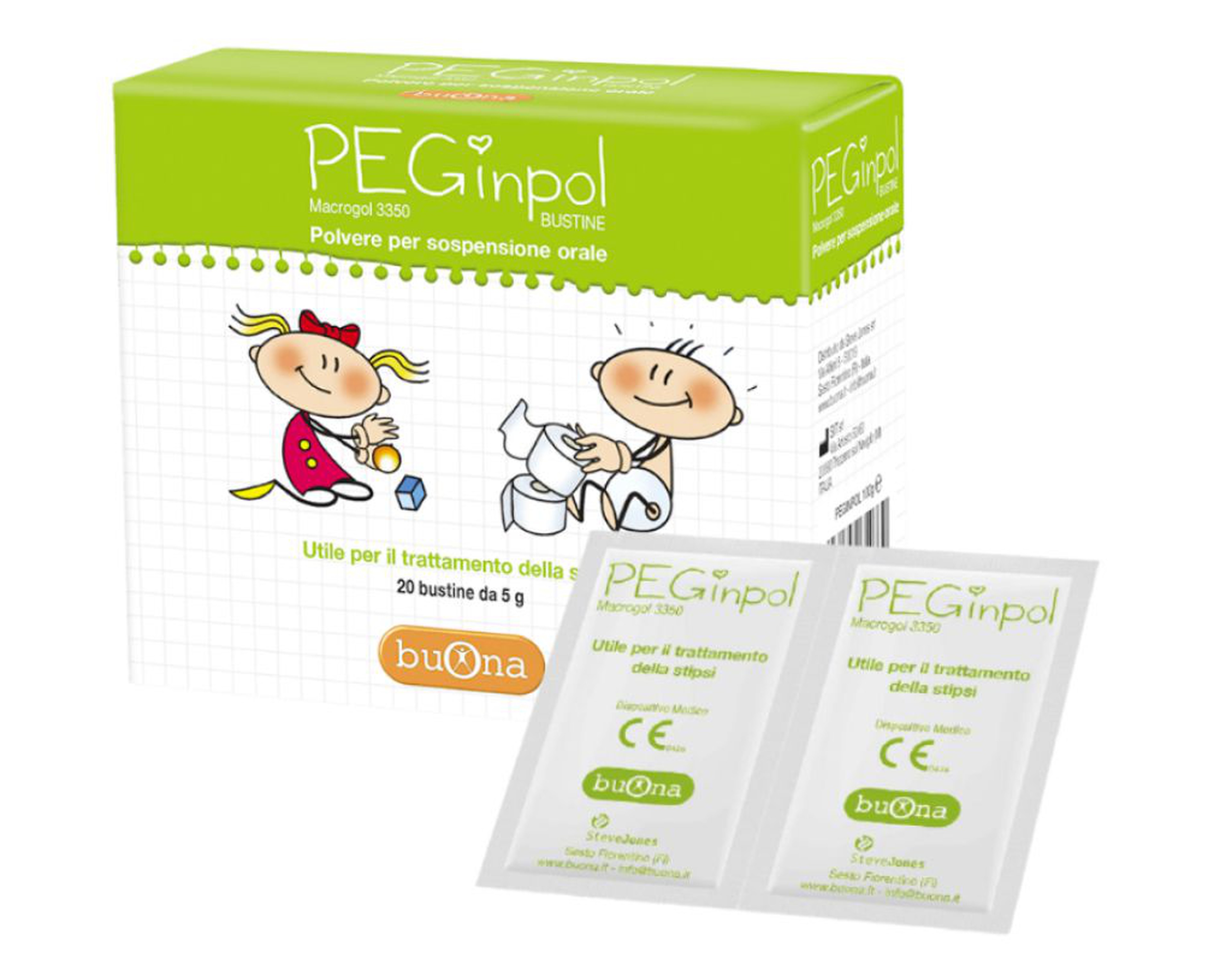 Bột pha hỗn dịch nhuận tràng PEGinpol Buona cải thiện tình trạng táo bón cho trẻ (Hộp 20 gói x 5g)