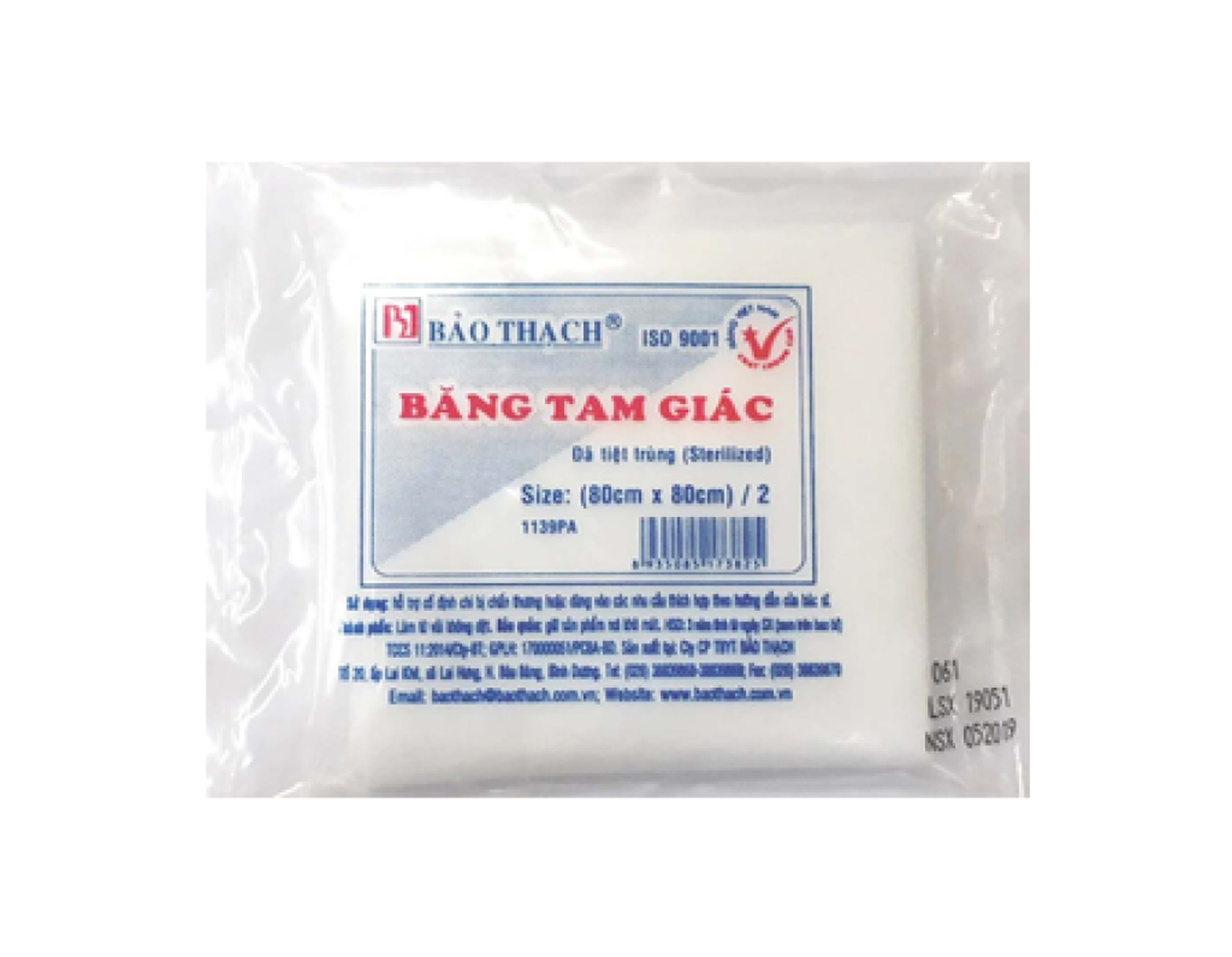 Băng tam giác Bảo Thạch (80cm x 80cm)/2 dùng để cố định vùng chấn thương (1 miếng/ gói)