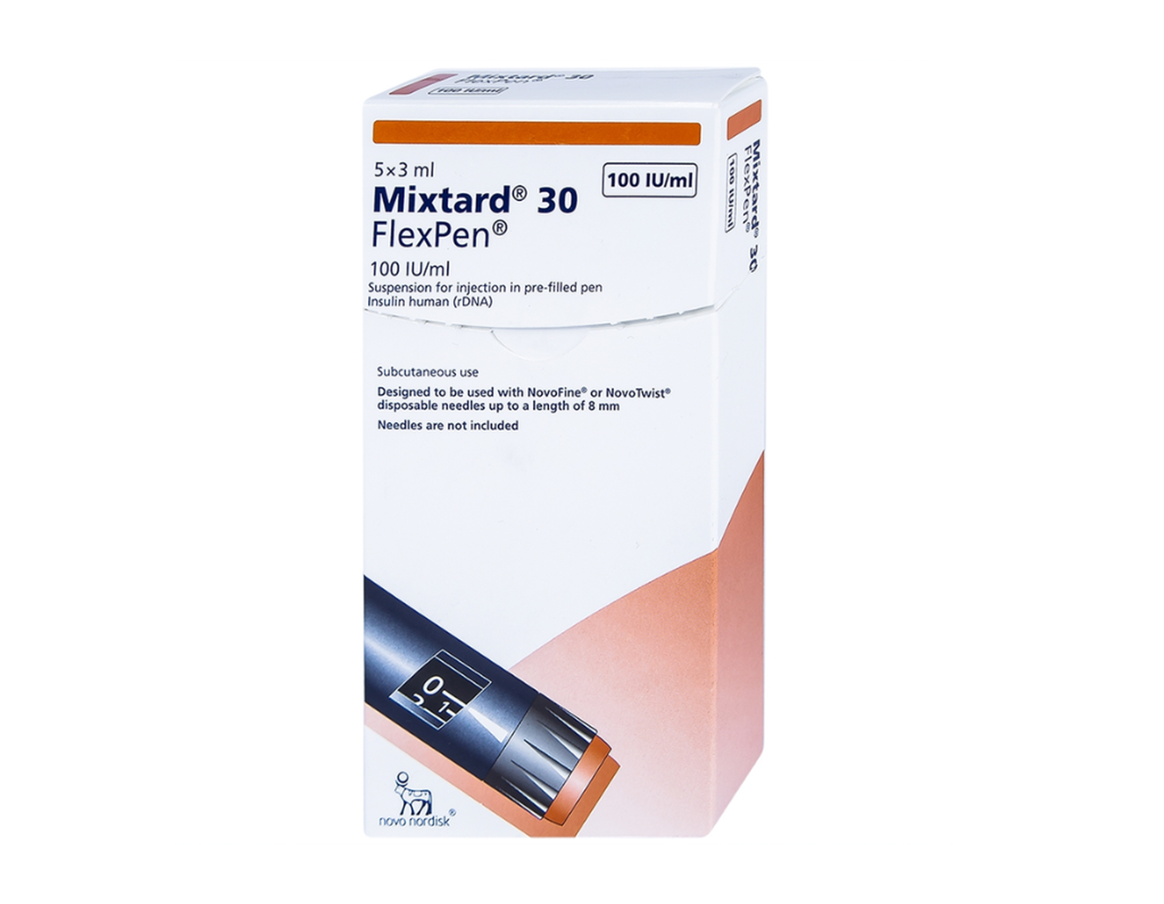 Bút tiêm Mixtard 30 FlexPen 100IU/ml điều trị đái tháo đường (1 hộp*5 chiếc)