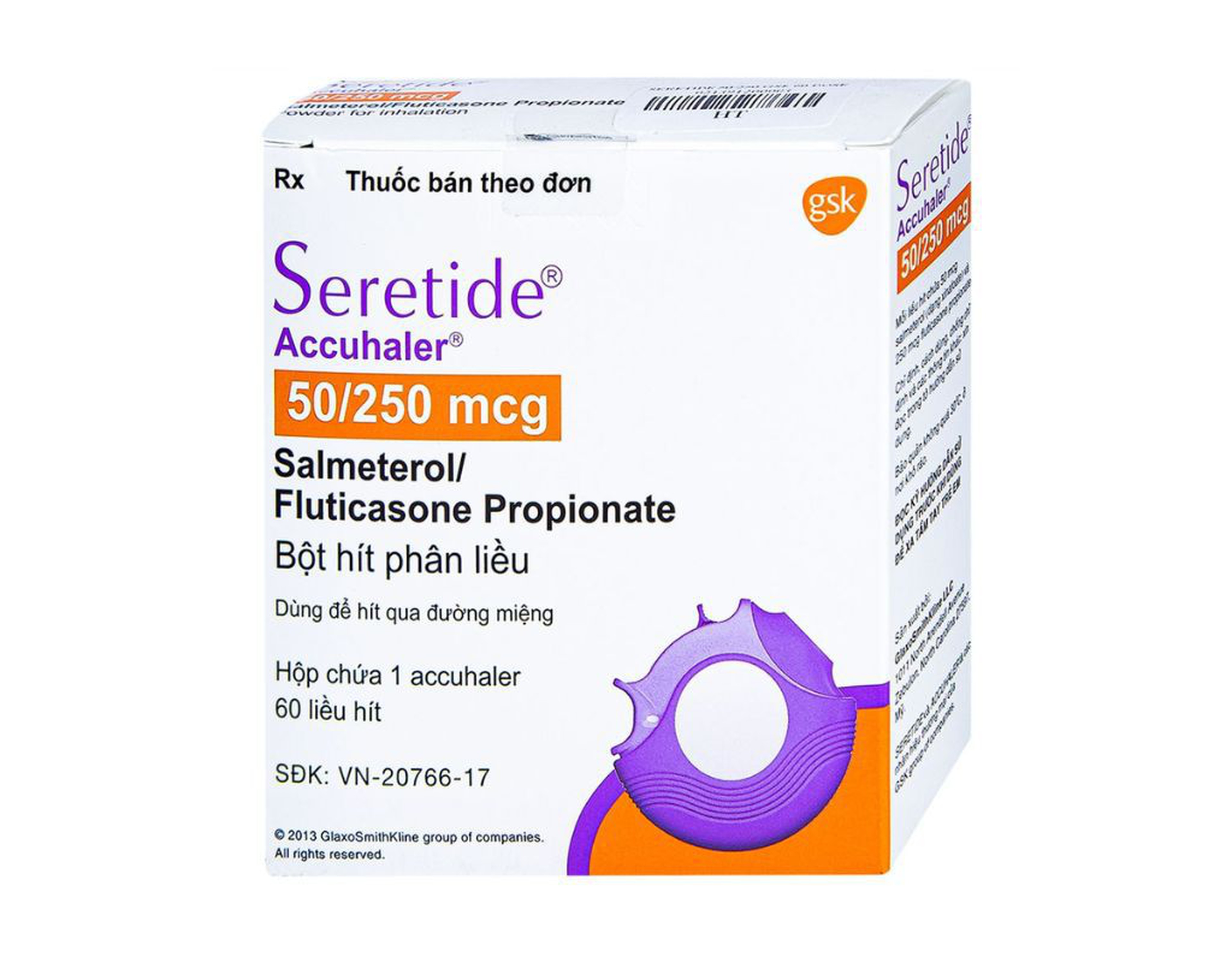 Thuốc Seretide Accuhaler 50/250mcg điều trị hen suyễn (Hộp 60 liều)