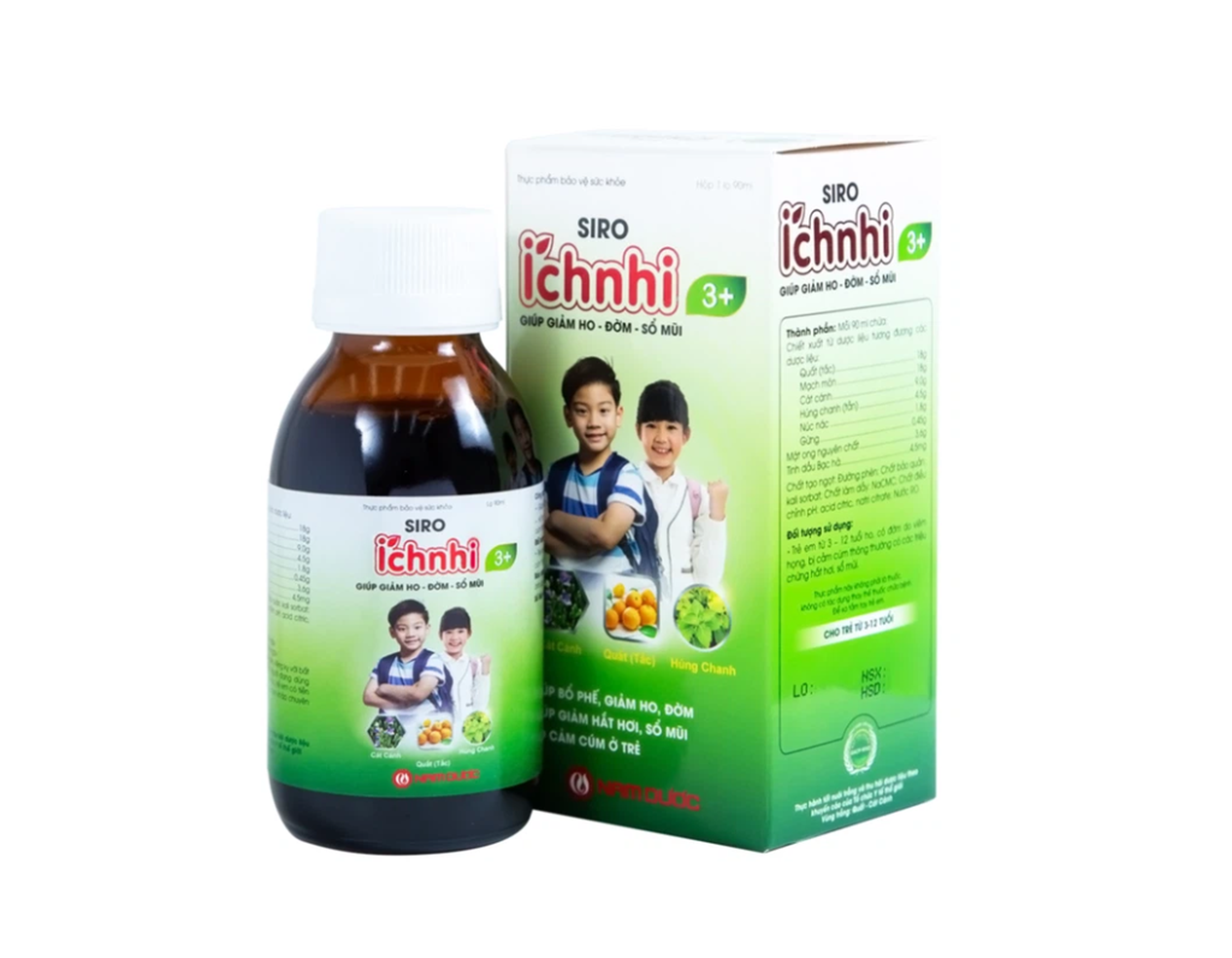Siro Ích Nhi 3+ hỗ trợ giảm các triệu chứng ho cảm (Lọ 90ml)