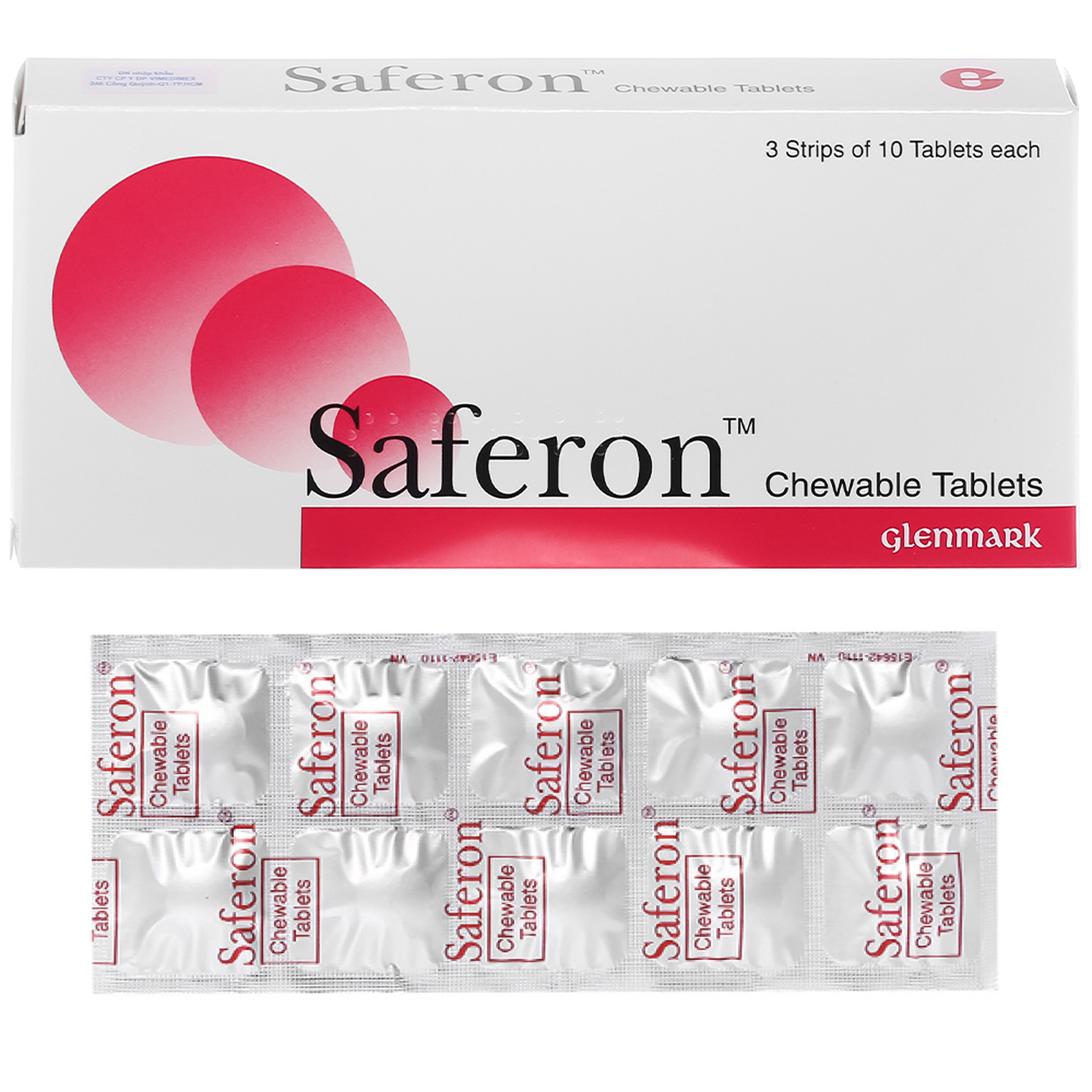 Thuốc Saferon phòng và trị thiếu máu thiếu sắt (Hộp 3 vỉ x 10 viên)