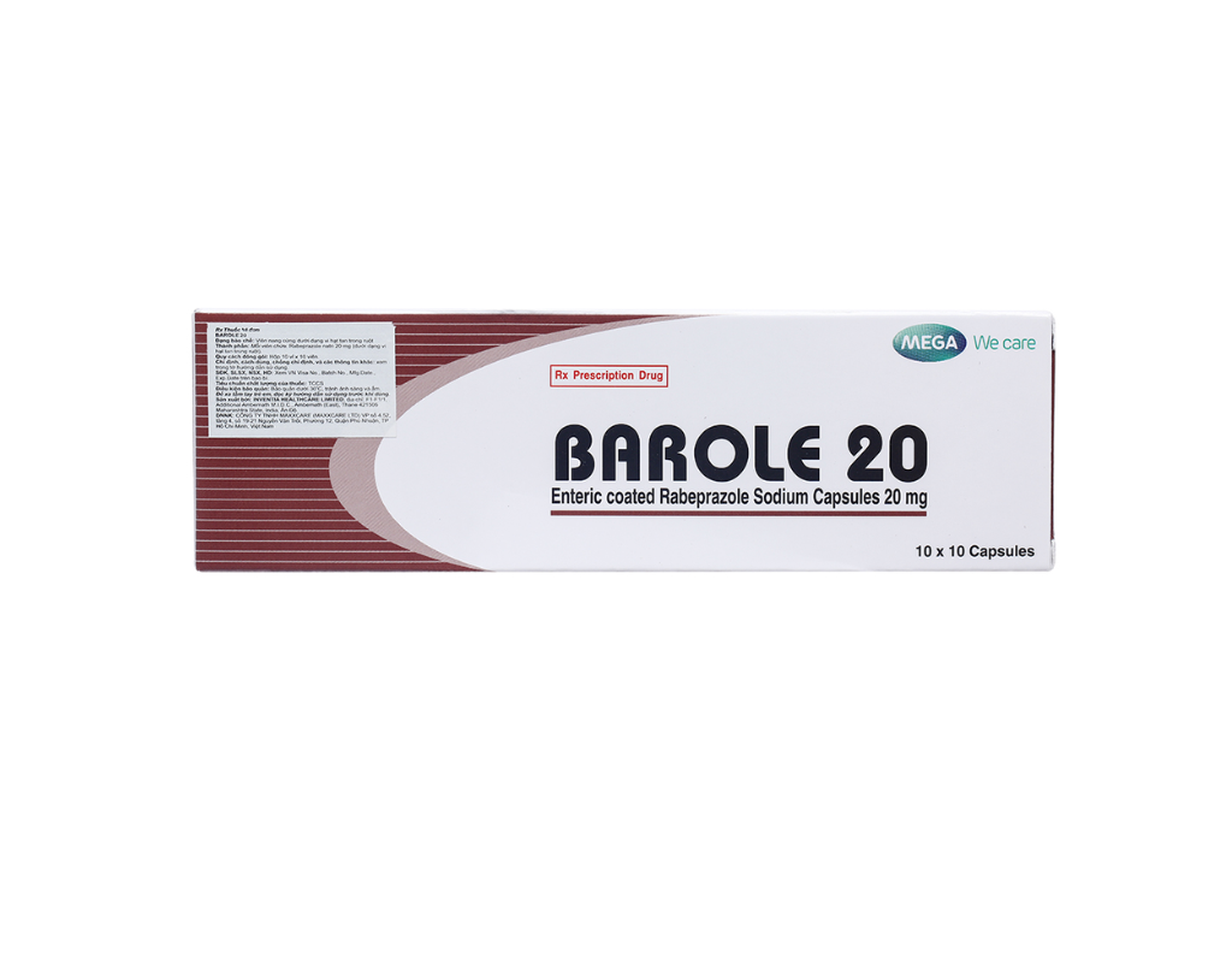 Thuốc Barole 20 trị viêm loét do trào ngược dạ dày, thực quản (Hộp 10 vỉ x 10 viên)