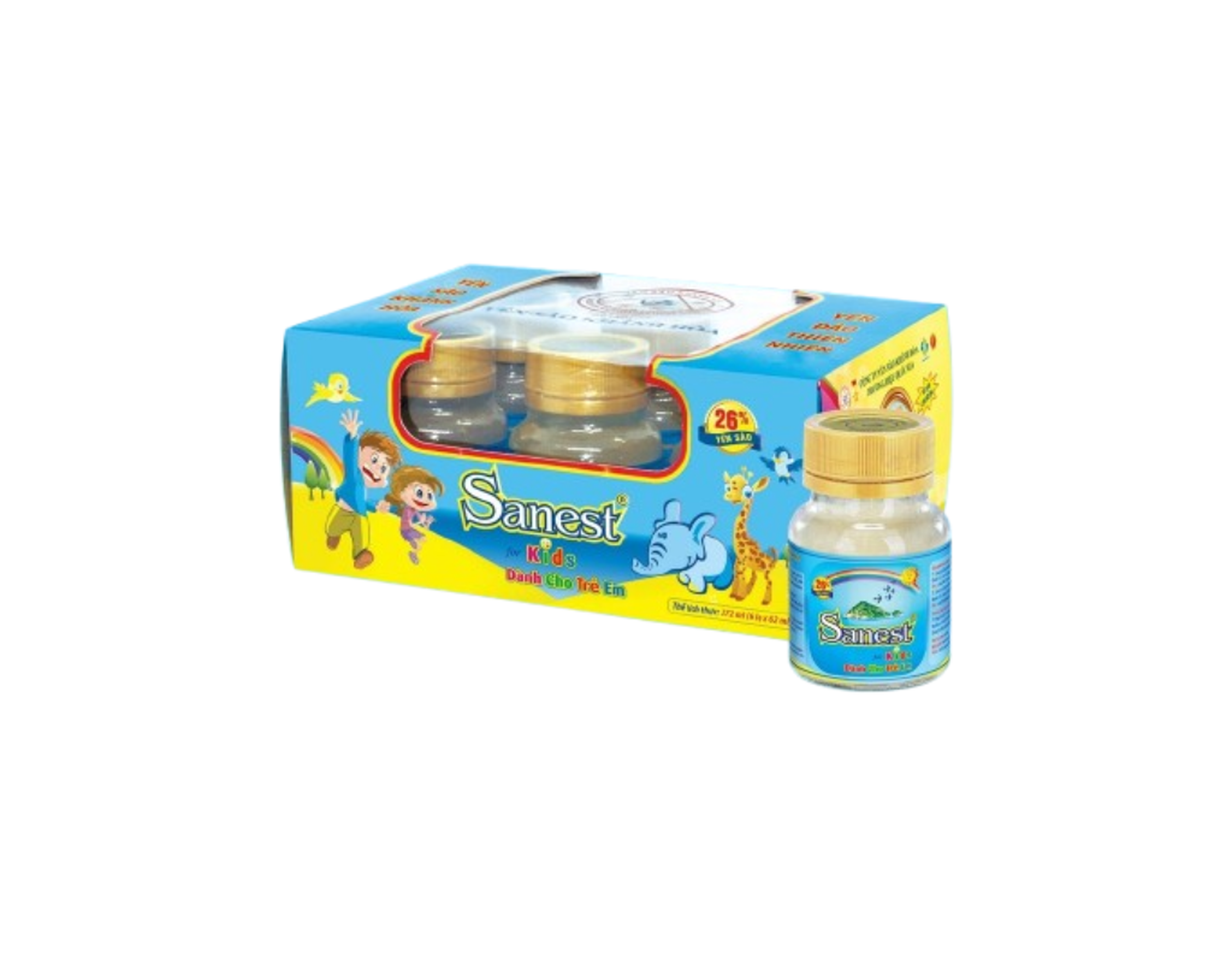 Nước Yến sào Khánh Hòa Sanest dành cho trẻ em giúp bổ sung dinh dưỡng cho cơ thể khỏe mạnh (Hộp 6 lọ 62ml