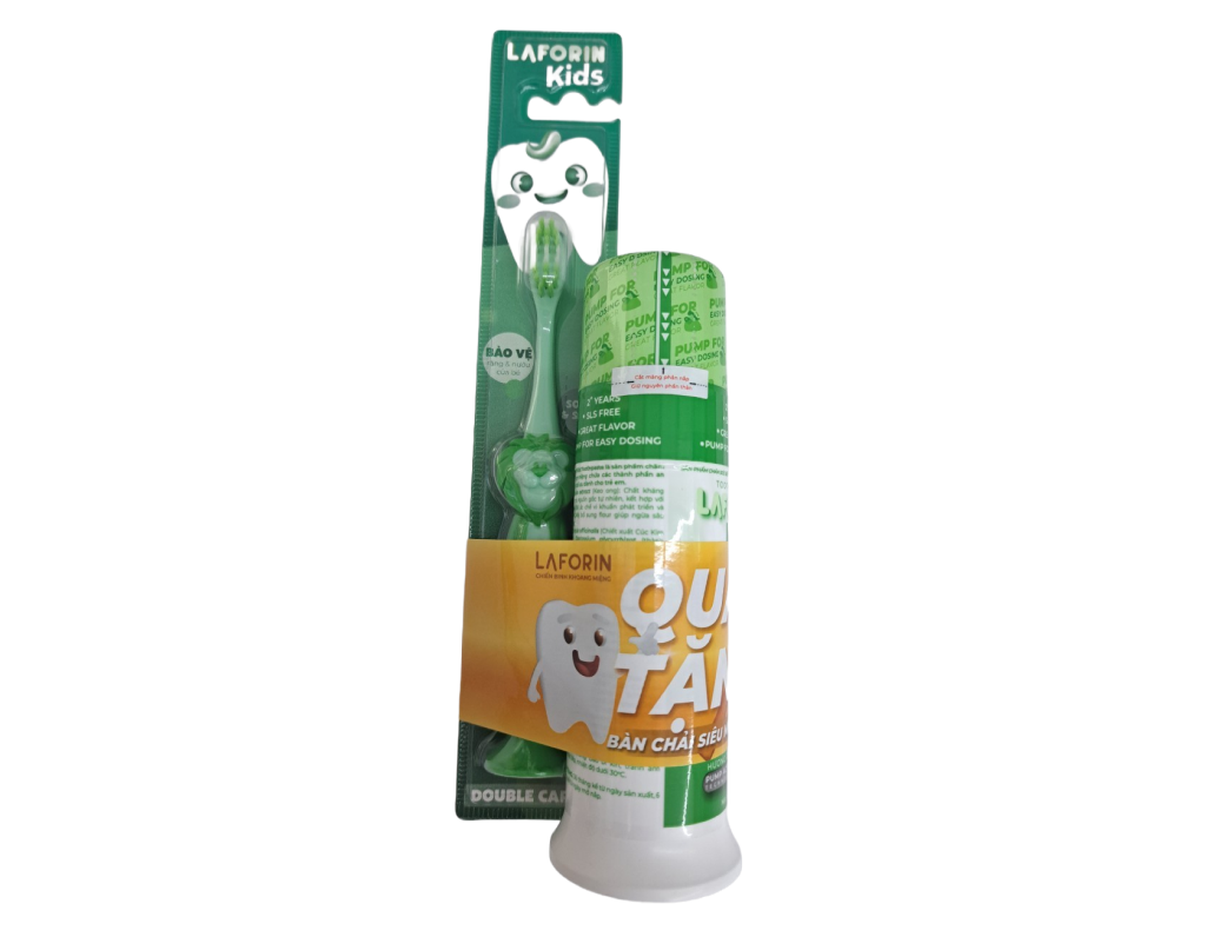 Combo bàn chải + kem đánh răng Laforin Kids hương ổi 75g làm sạch răng miệng cho trẻ nhỏ