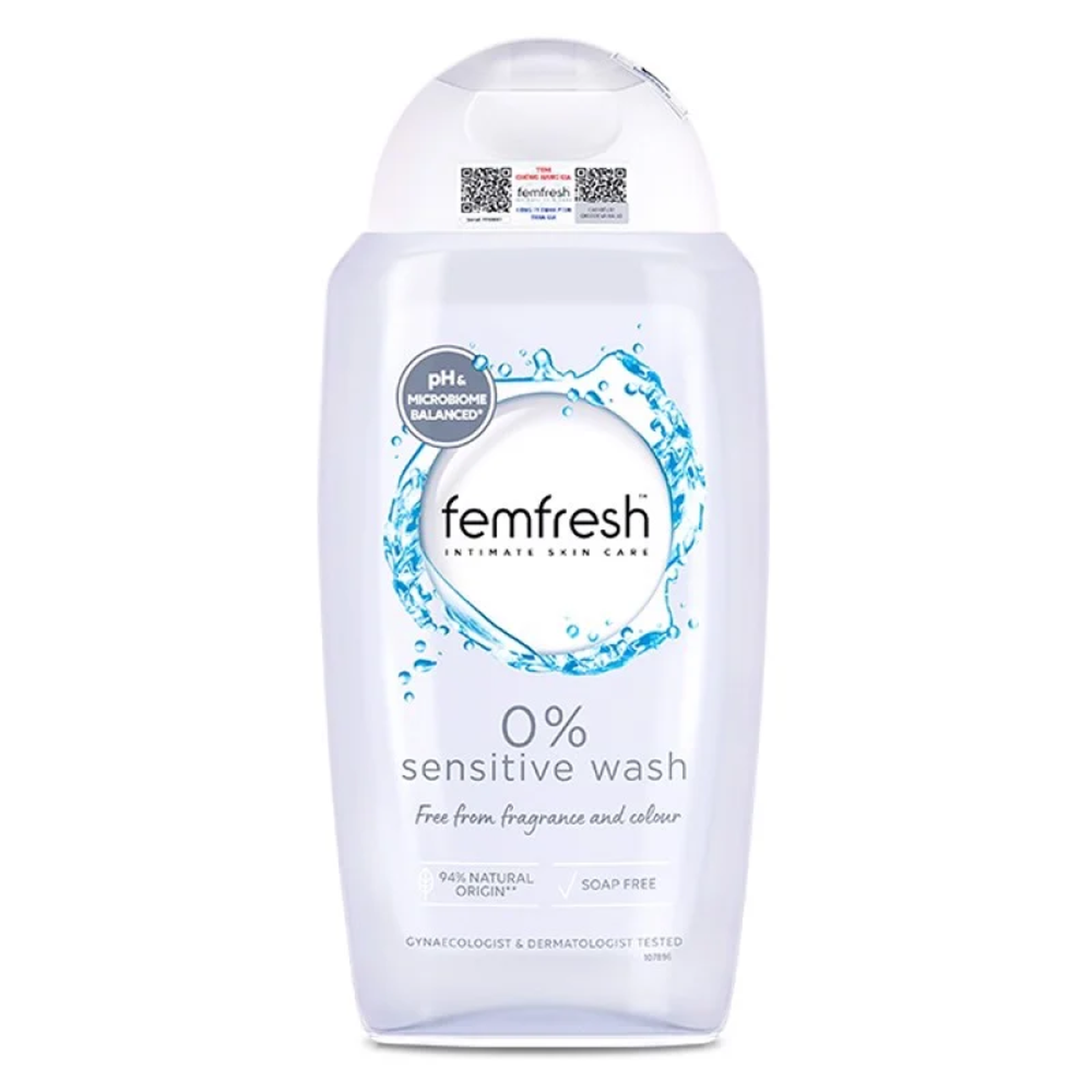 Dung dịch vệ sinh phụ nữa Femfresh 0% sensitive wash giúp kháng khuẩn, khử mùi (Chai 250ml)