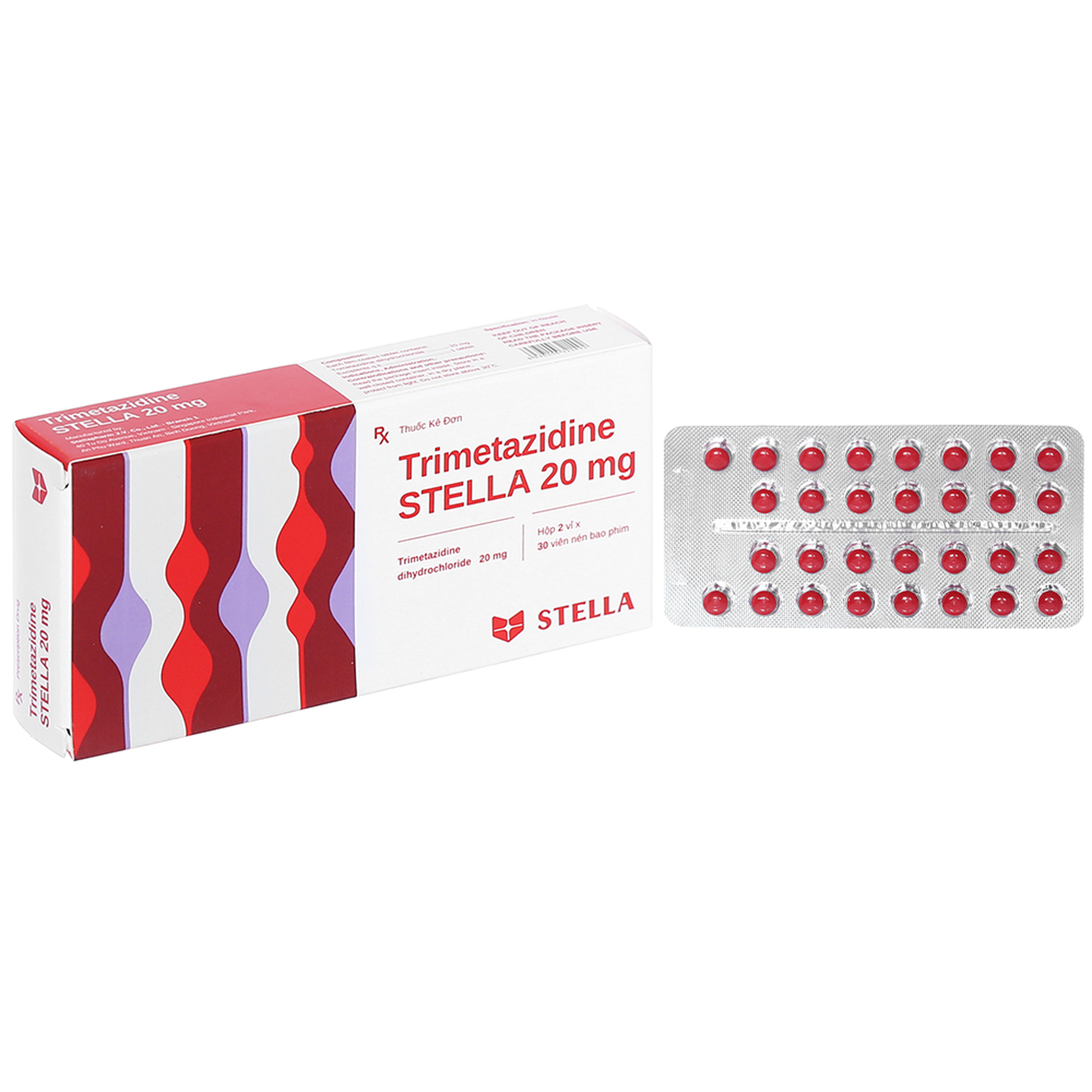 Thuốc Trimetazidine Stella 20mg điều trị đau thắt ngực (Hộp 2 vỉ x 30 viên)