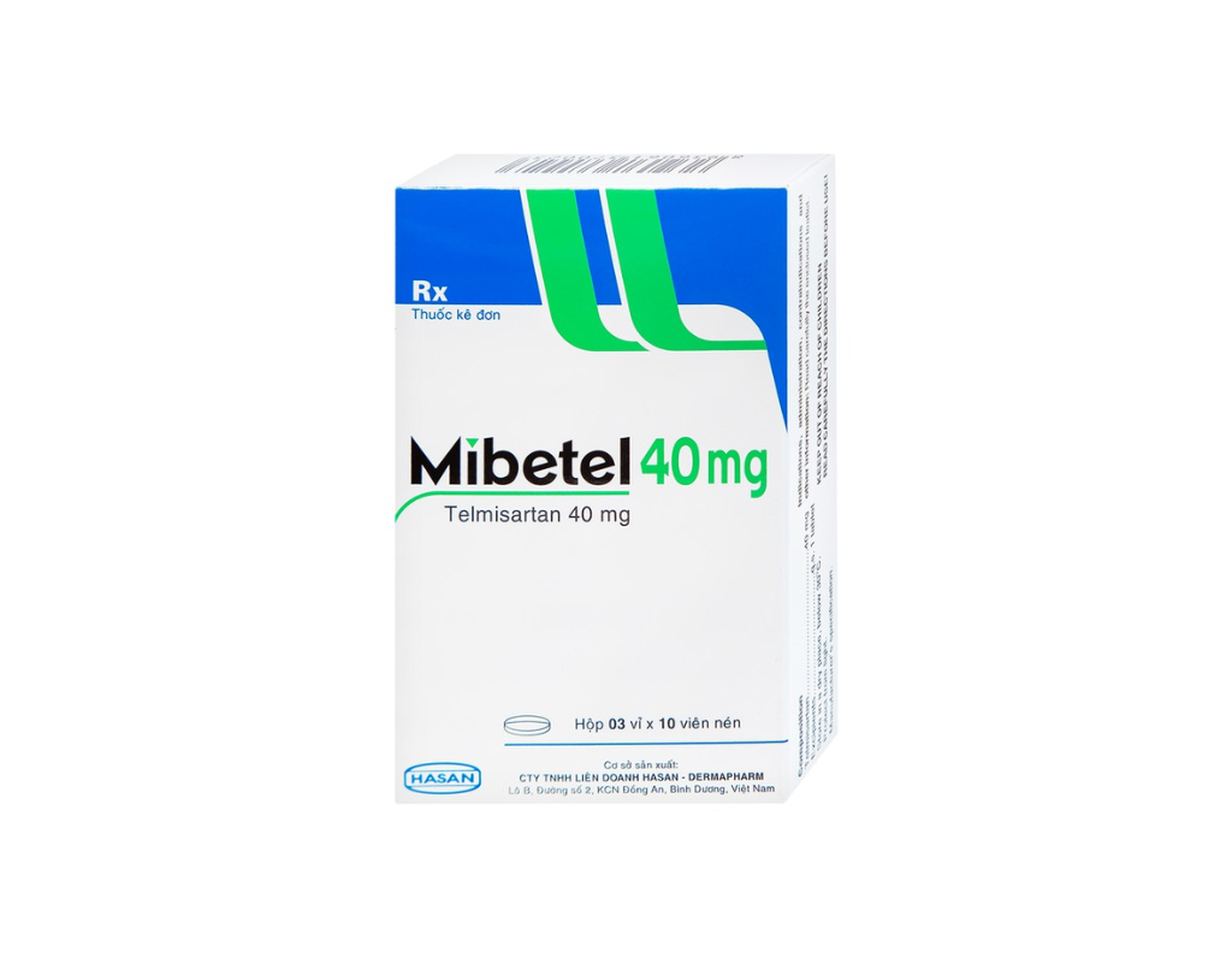 Viên nén Mibetel 40mg Hasan điều trị tăng huyết áp (Hộp 3 vỉ x 10 viên)
