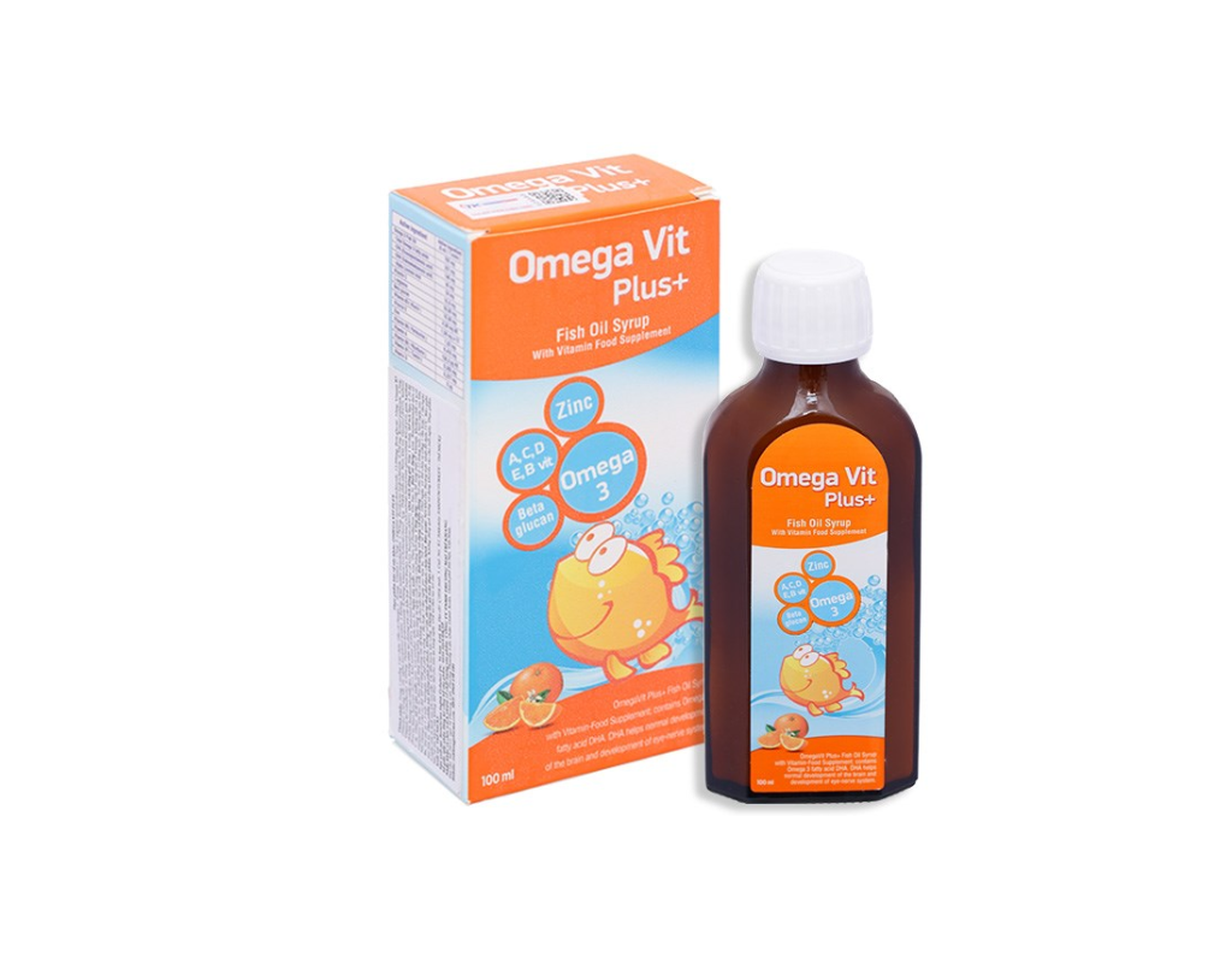 Dầu cá Siro Omega Vit Plus+ tăng cường đề kháng, tốt cho não bộ và mắt chai 100ml