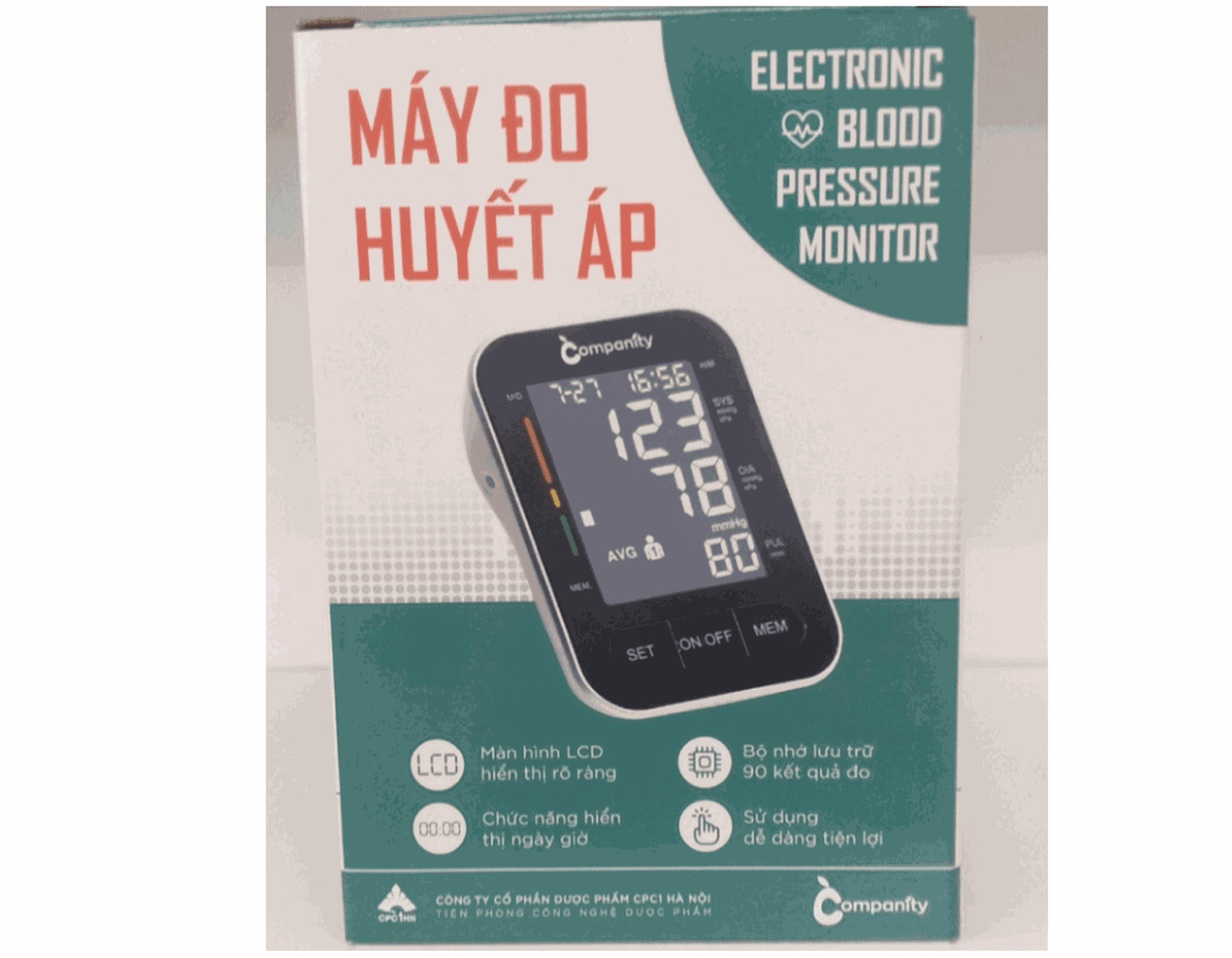 Máy đo huyết áp bắp tay điện tử Comapanity PG-800B18 giúp đo huyết áp chính xác (Hộp 1 máy)