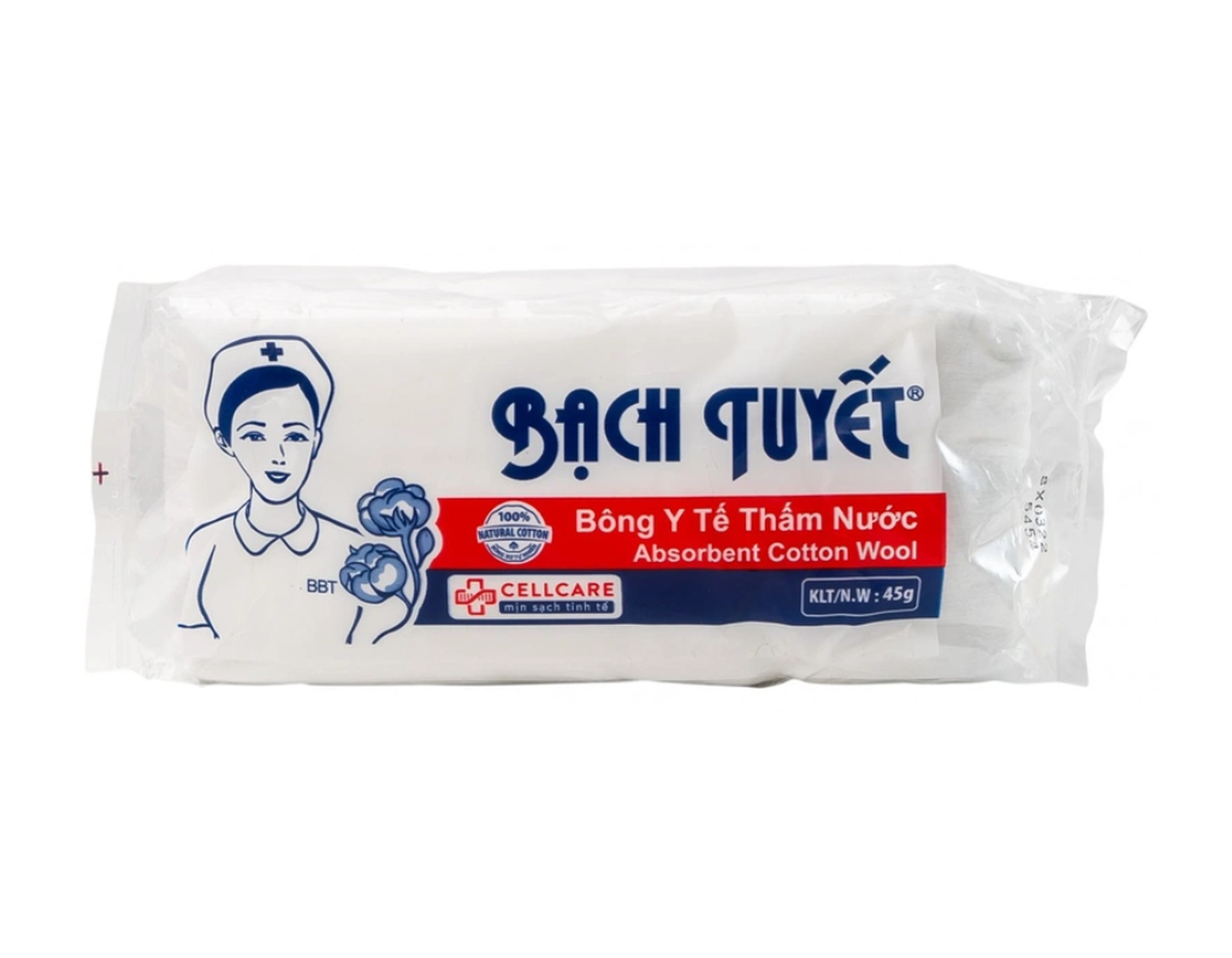 Bông y tế thấm nước Bạch Tuyết dùng trong chăm sóc cá nhân và y tế (Gói 45g)