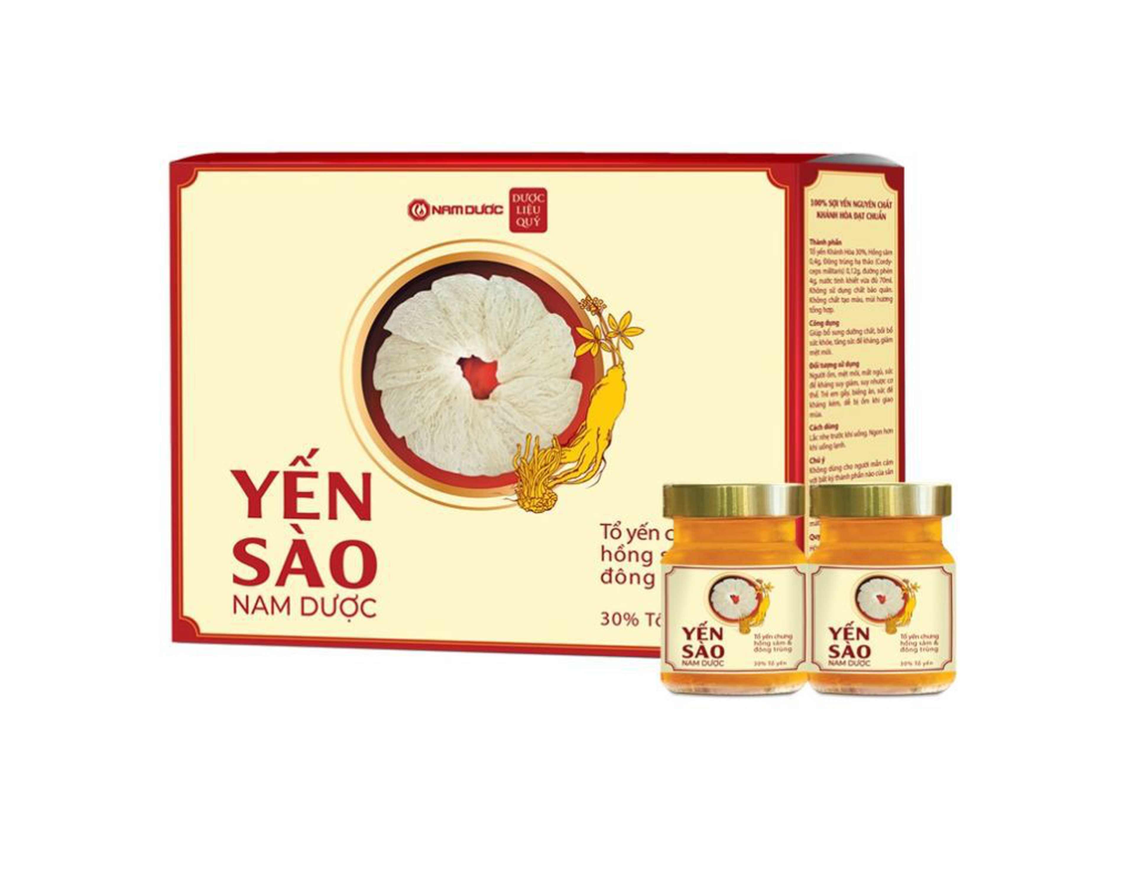 Yến sào Nam Dược hồng sâm - đông trùng bồi bổ sức khoẻ (Hộp 6 lọ 70ml) 