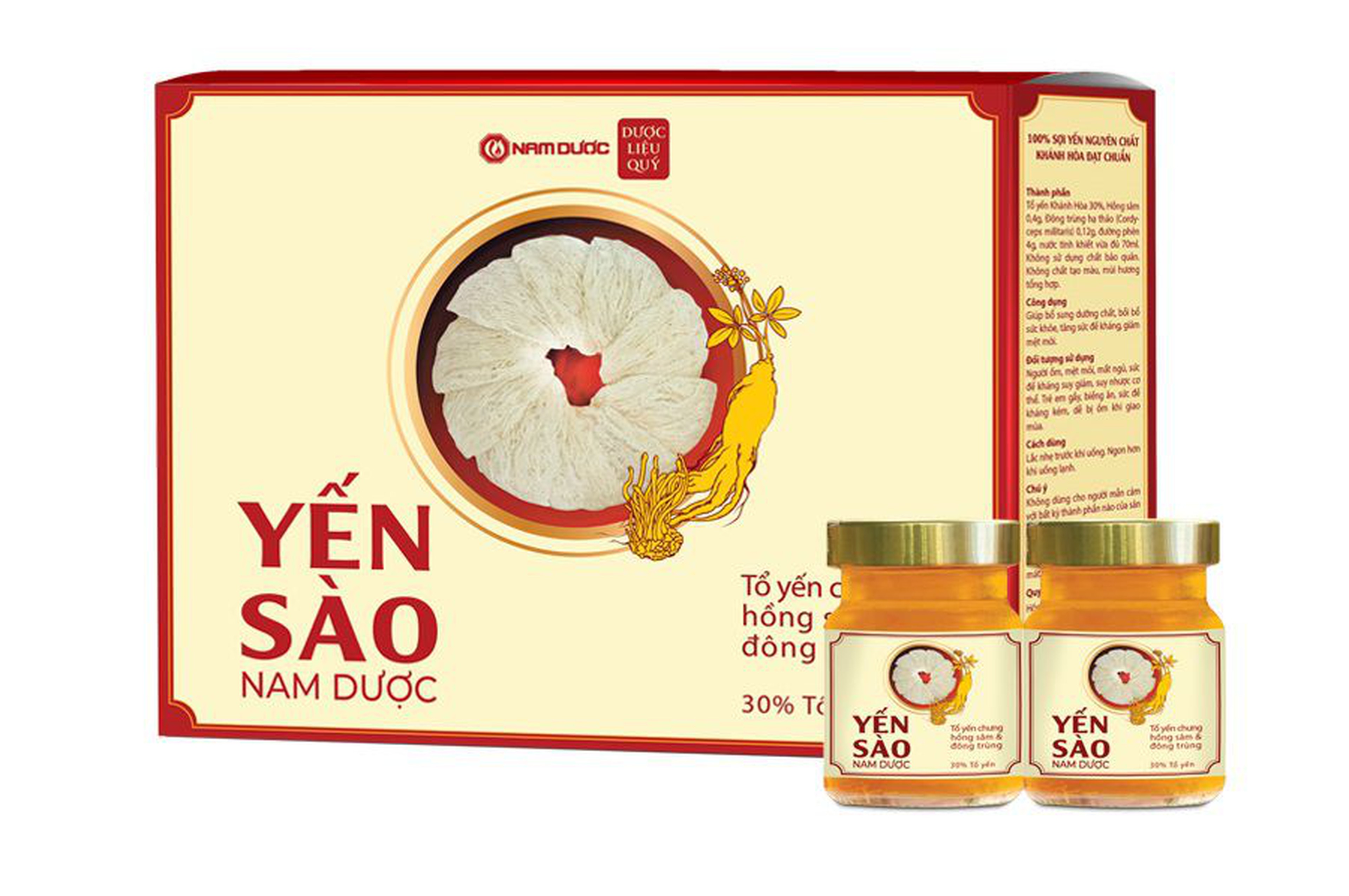 Yến sào Nam Dược tổ yến chưng hồng sâm và đông trùng giúp bồi bổ, tăng sức đề kháng, ngăn ngừa mệt mỏi 70ml