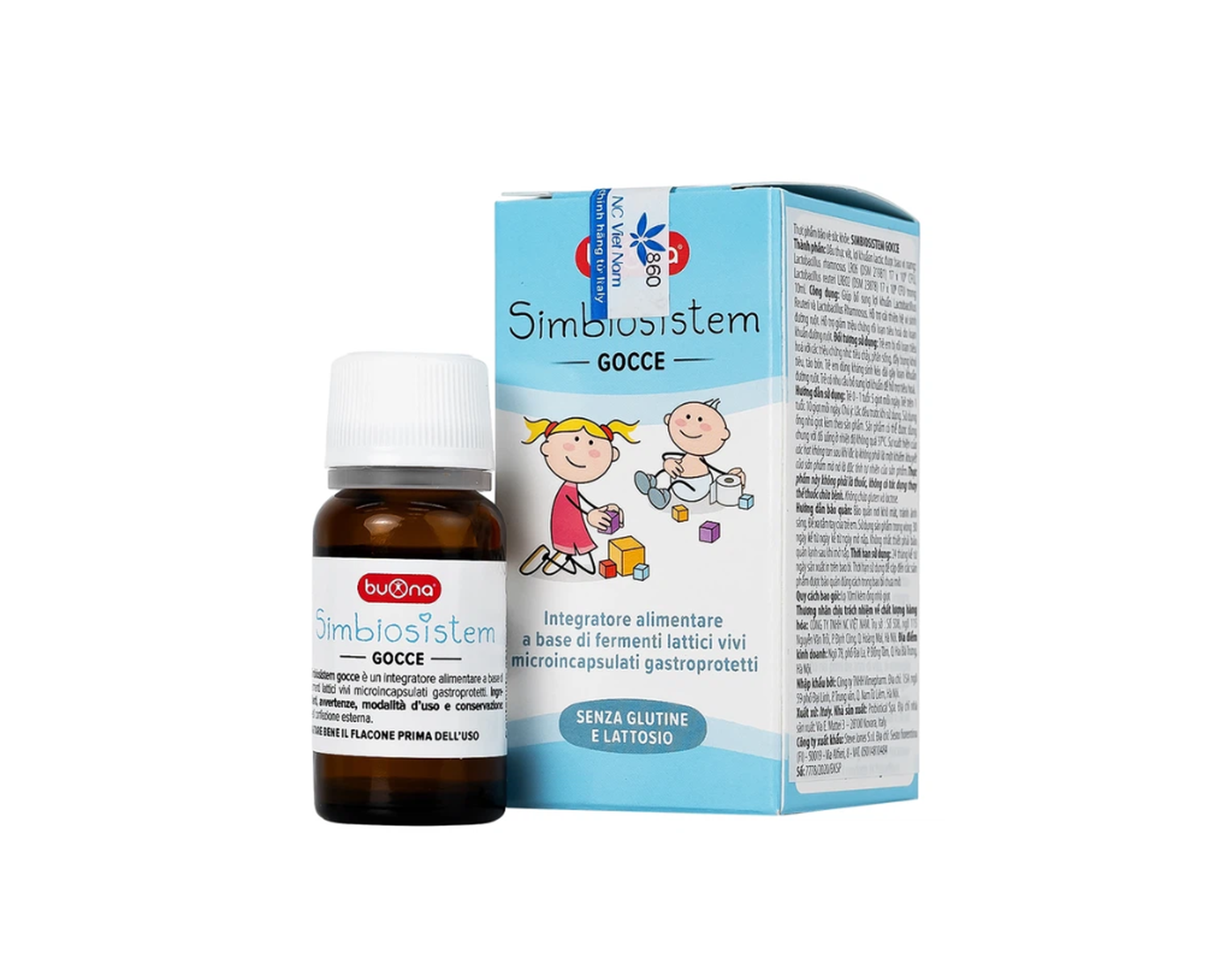 Men vi sinh SimbioSistem Gocce Drops Buona cân bằng hệ vi sinh đường ruột, cải thiện tiêu hóa (Lọ 10ml)