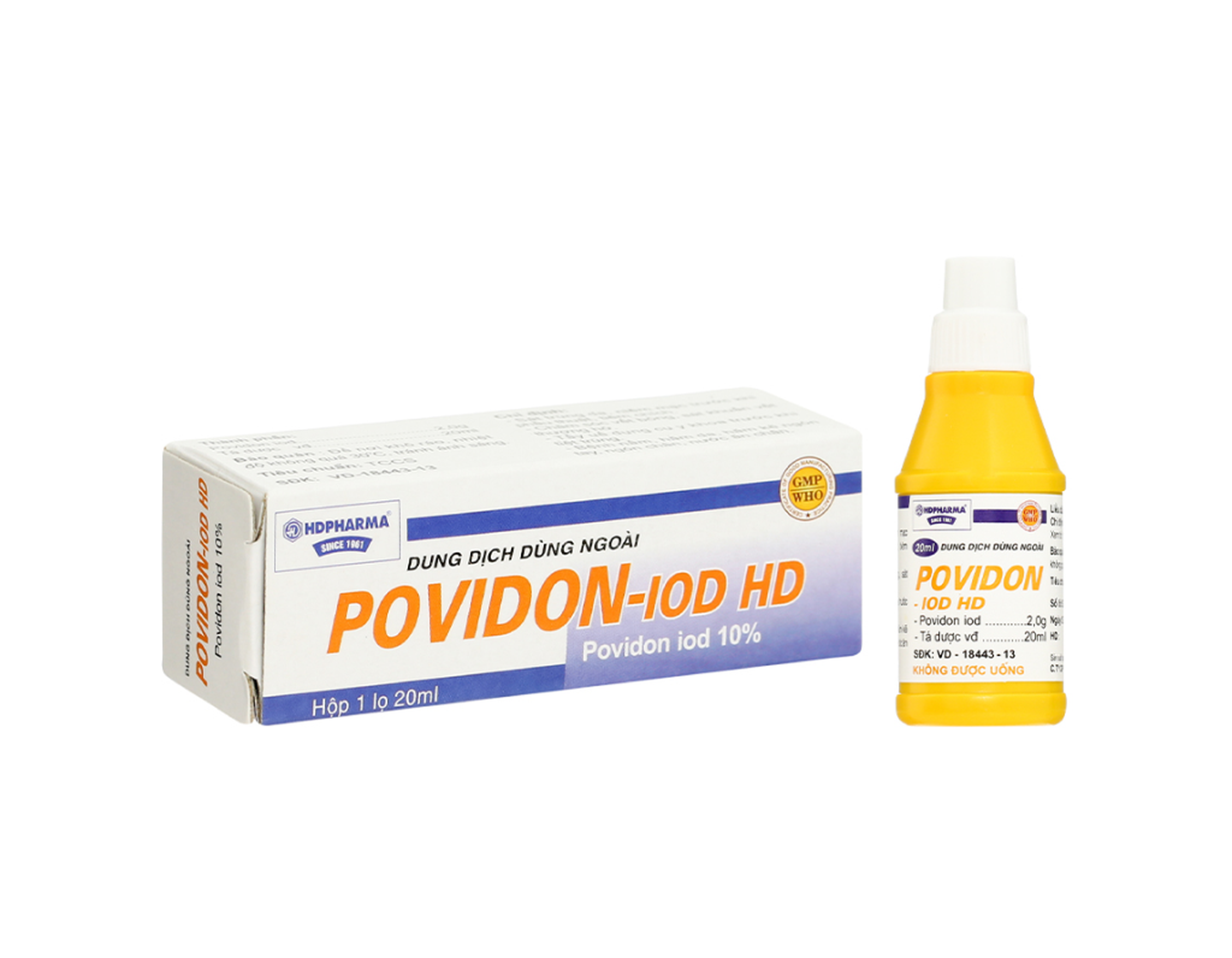 Dung dịch sát trùng Povidon Iod HD 10% ngăn ngừa nhiễm khuẩn (lọ 90ml)