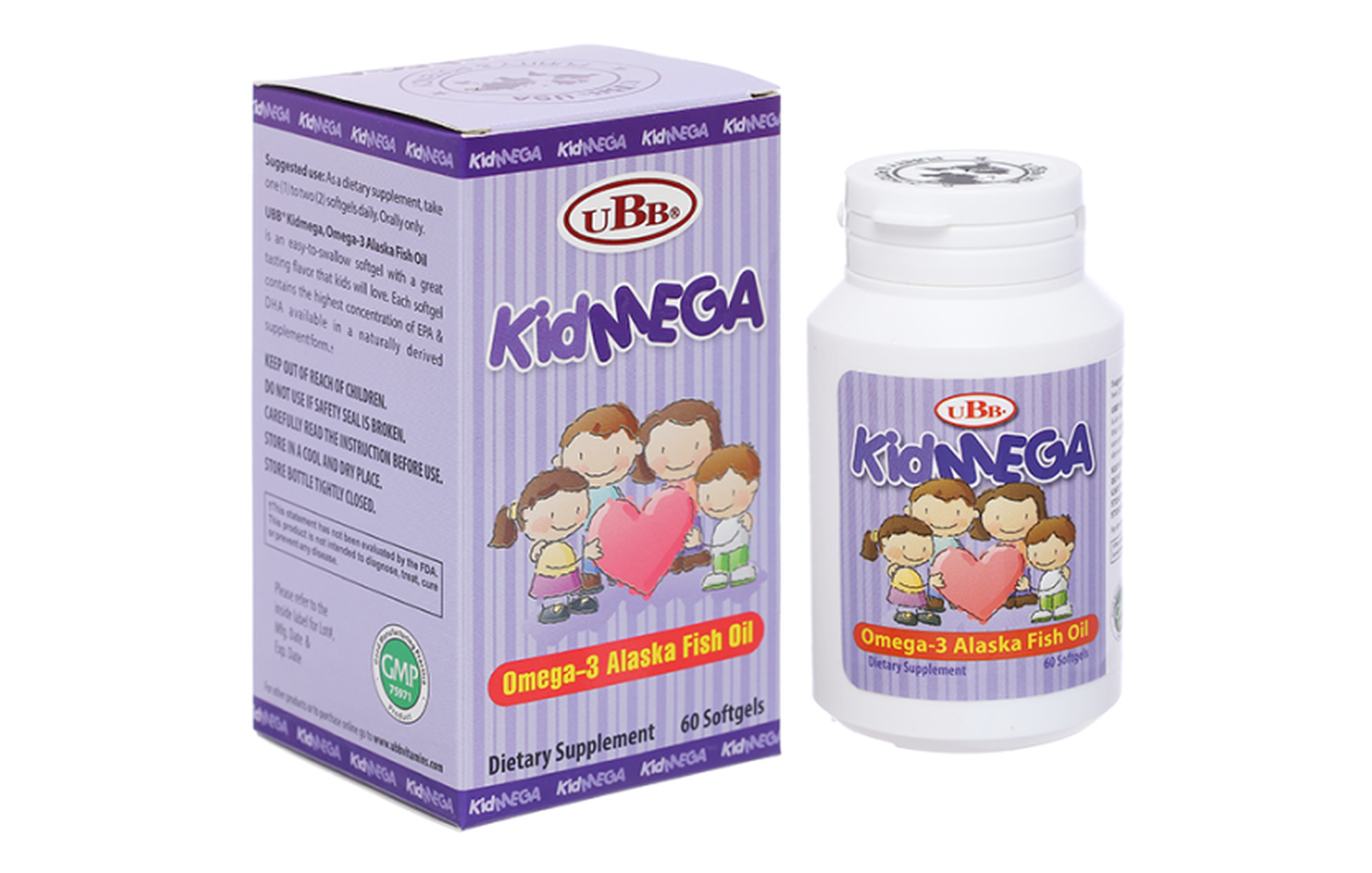 Dầu cá UBB KidMega giúp bổ não, tốt cho mắt chai 60 viên
