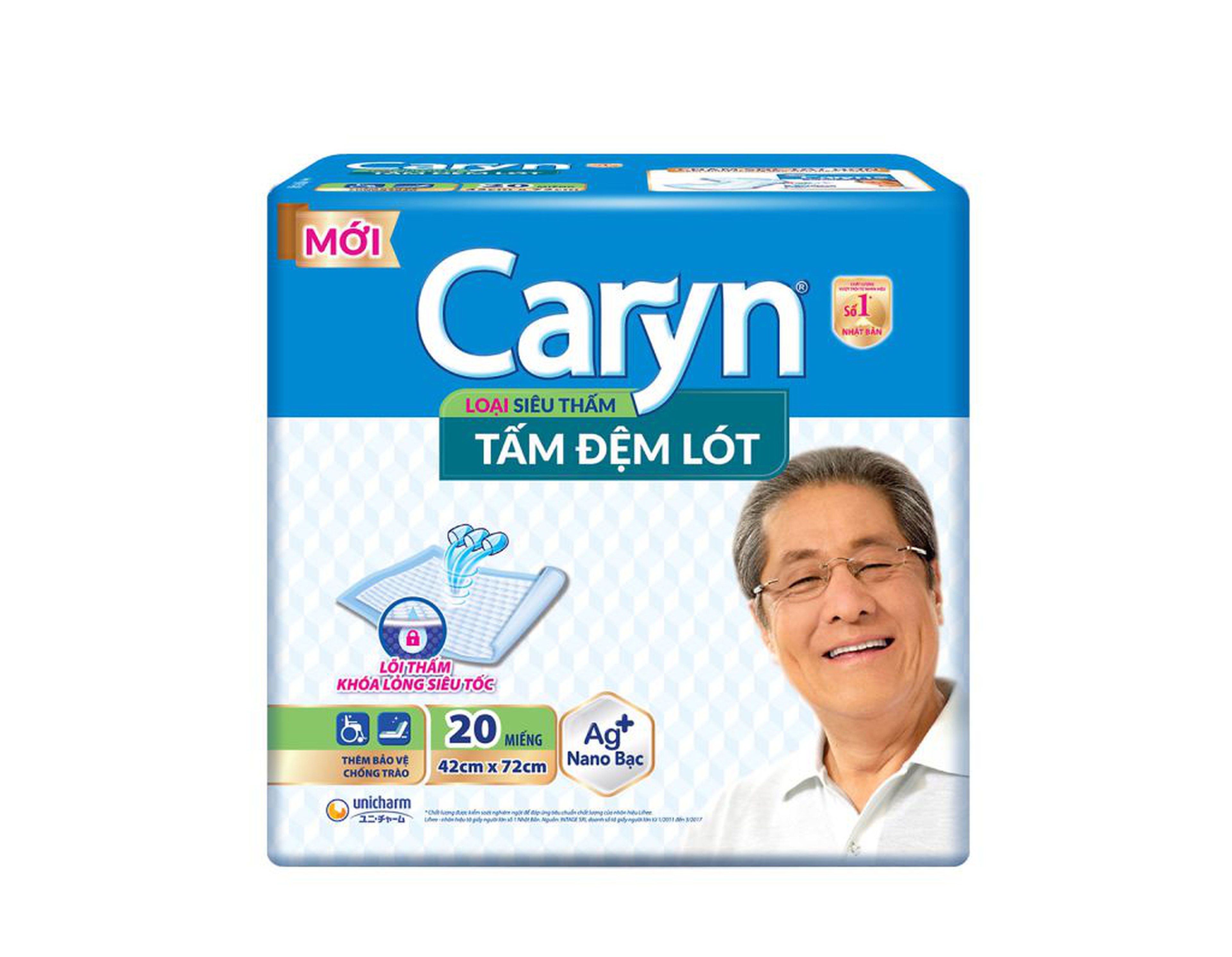 Tấm đệm lót Caryn độ thấm hút cao, chống trào. ( Gói 20 miếng)