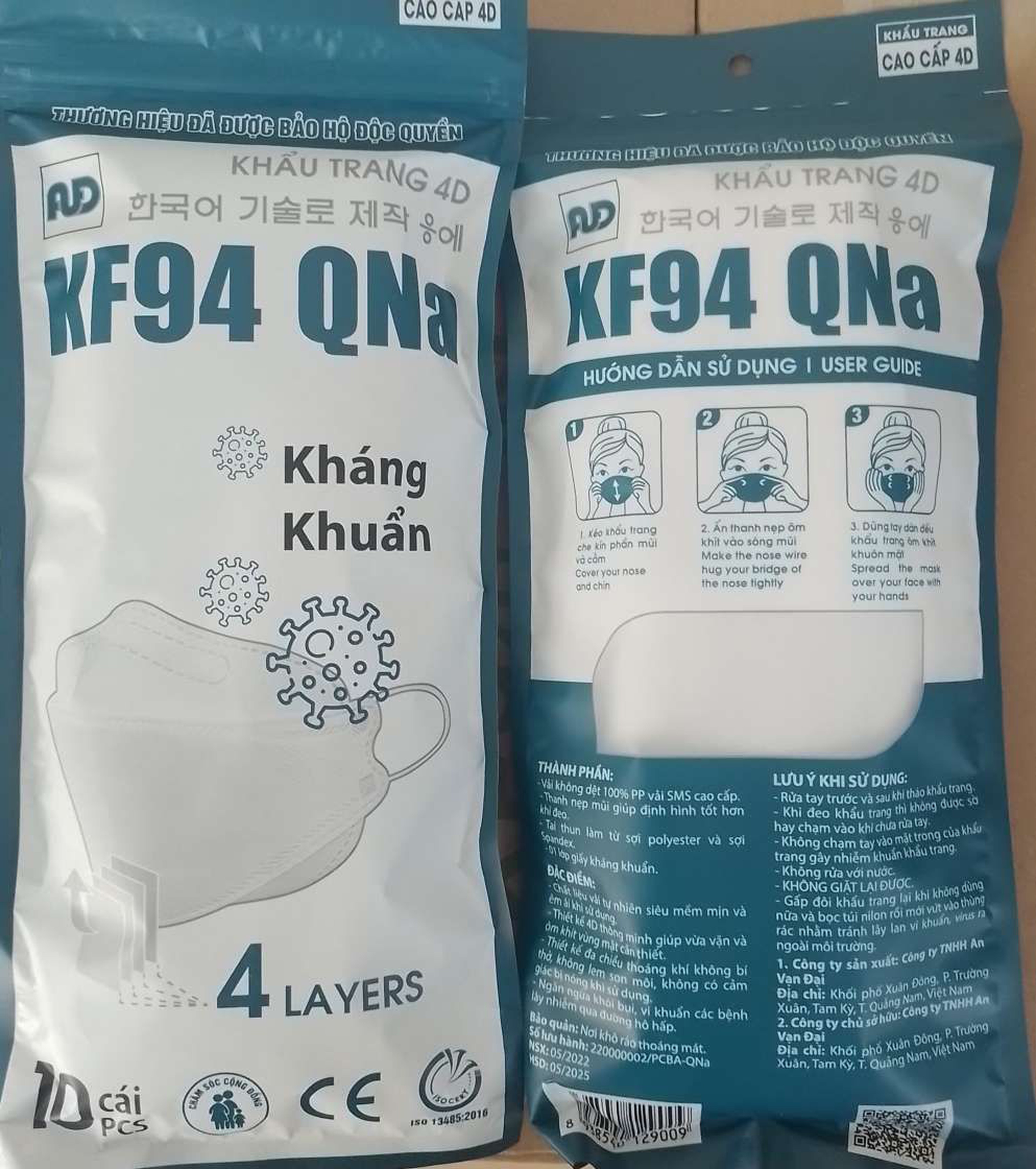 Khẩu trang KF94 QNa Mask (ghi) T10