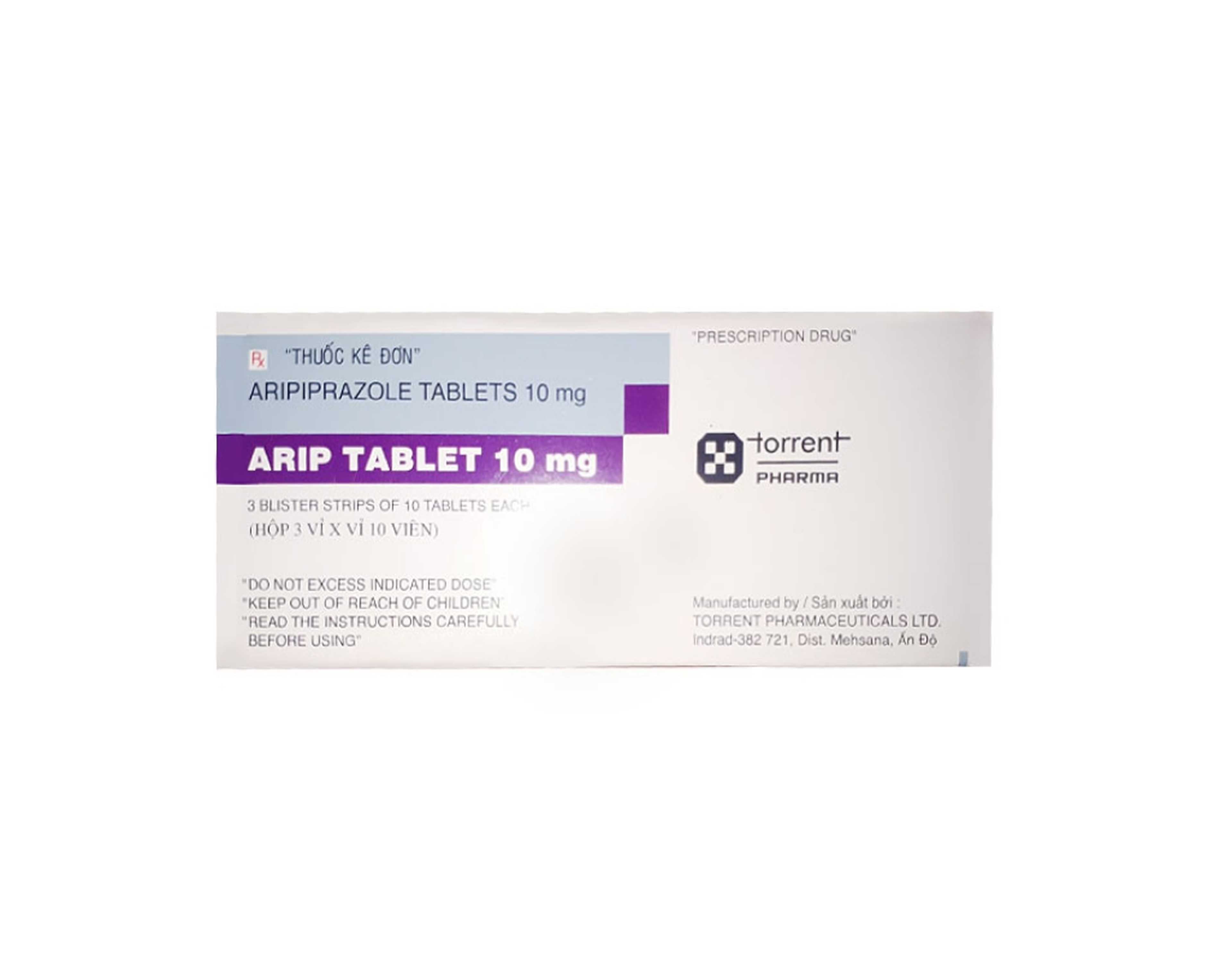 Thuốc Arip tablet 10mg điều trị hưng cảm lưỡng cực, tâm thần phân liệt (Hộp 3 vỉ x 10 viên)