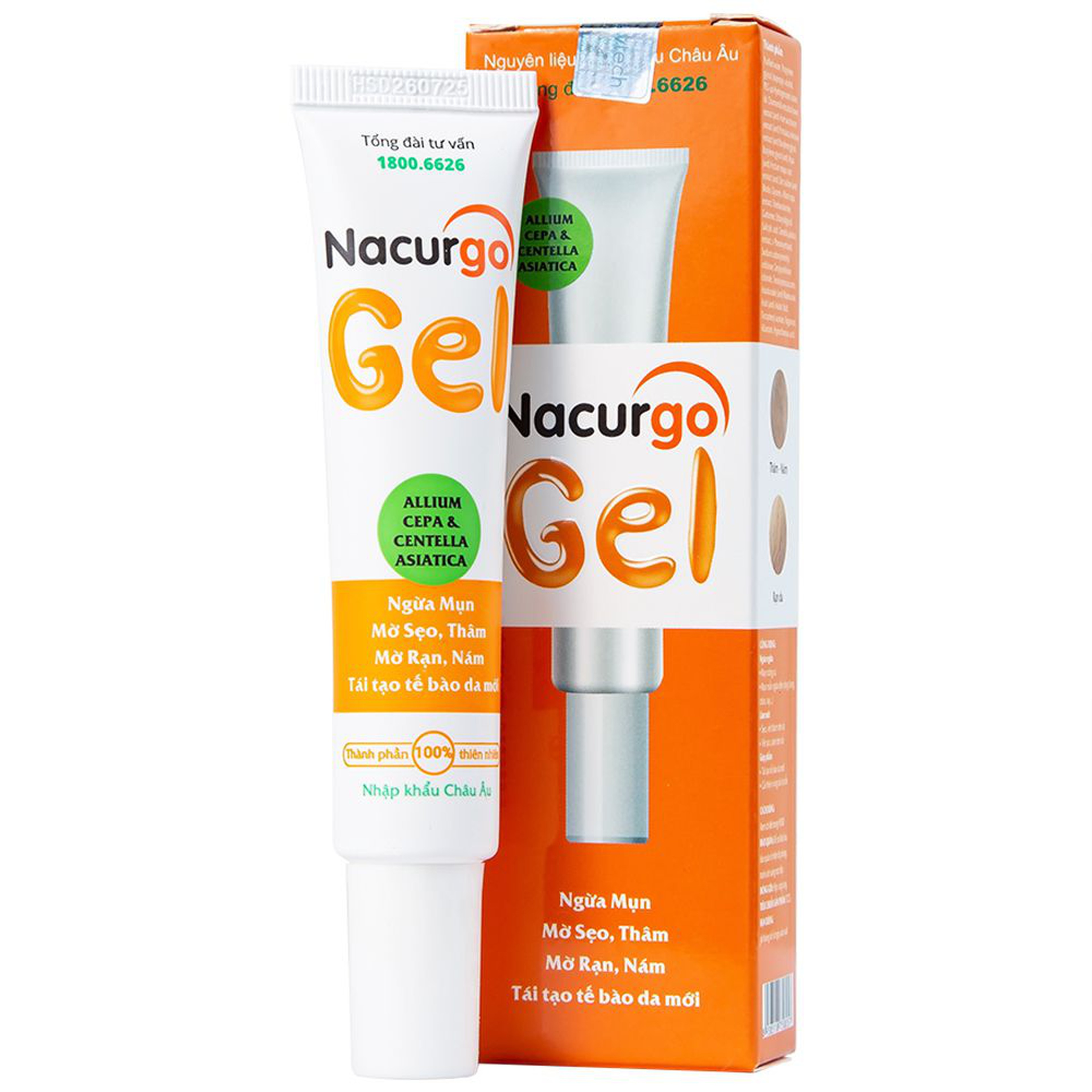 Gel bôi ngoài da Nacurgo giúp giảm thâm, mờ sẹo (Hộp 1 tuýp 20g)