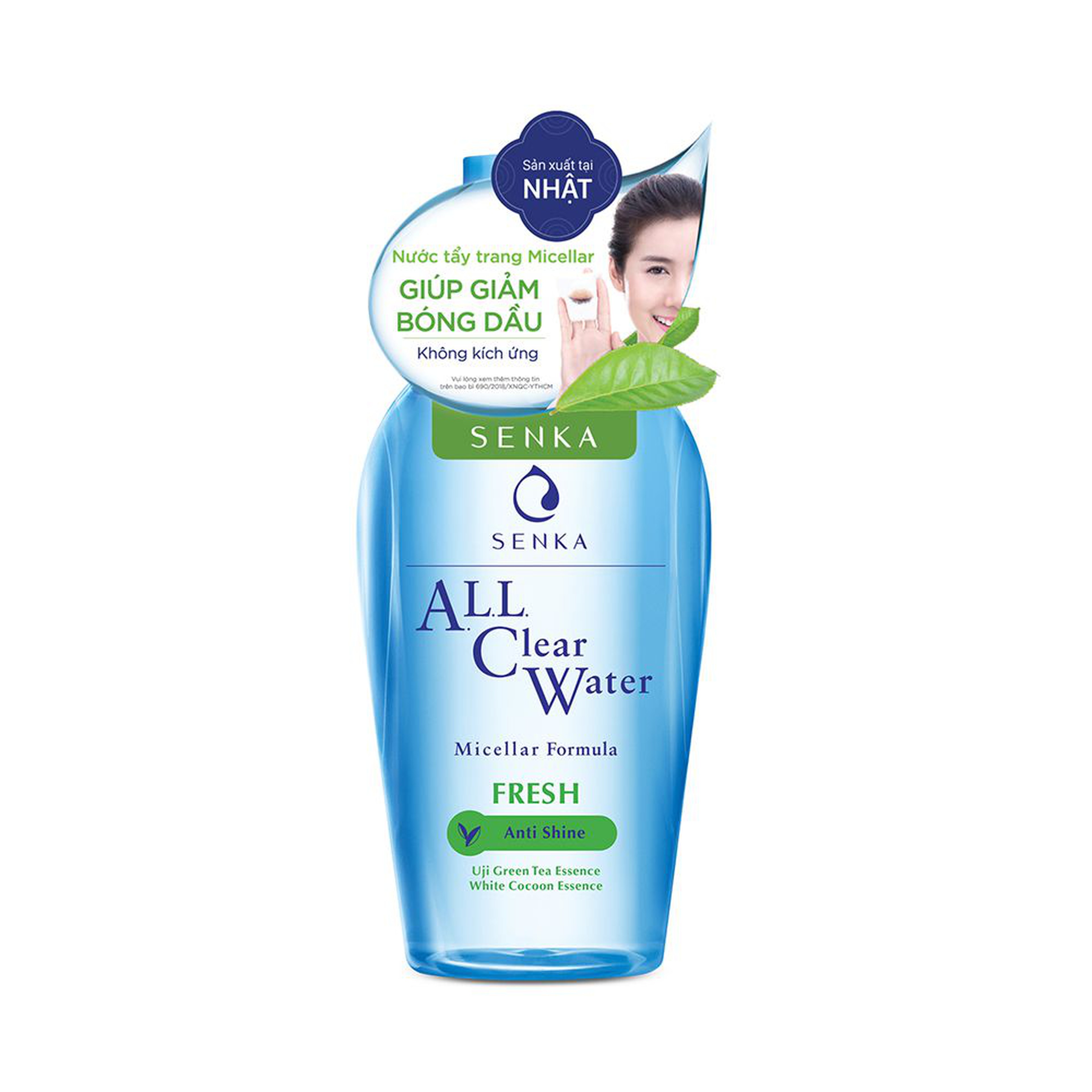 Nước tẩy trang Senka A.L.L Clear Water Micellar Formula Fresh giúp loại bỏ cặn trang điểm trên da (Chai 230ml)