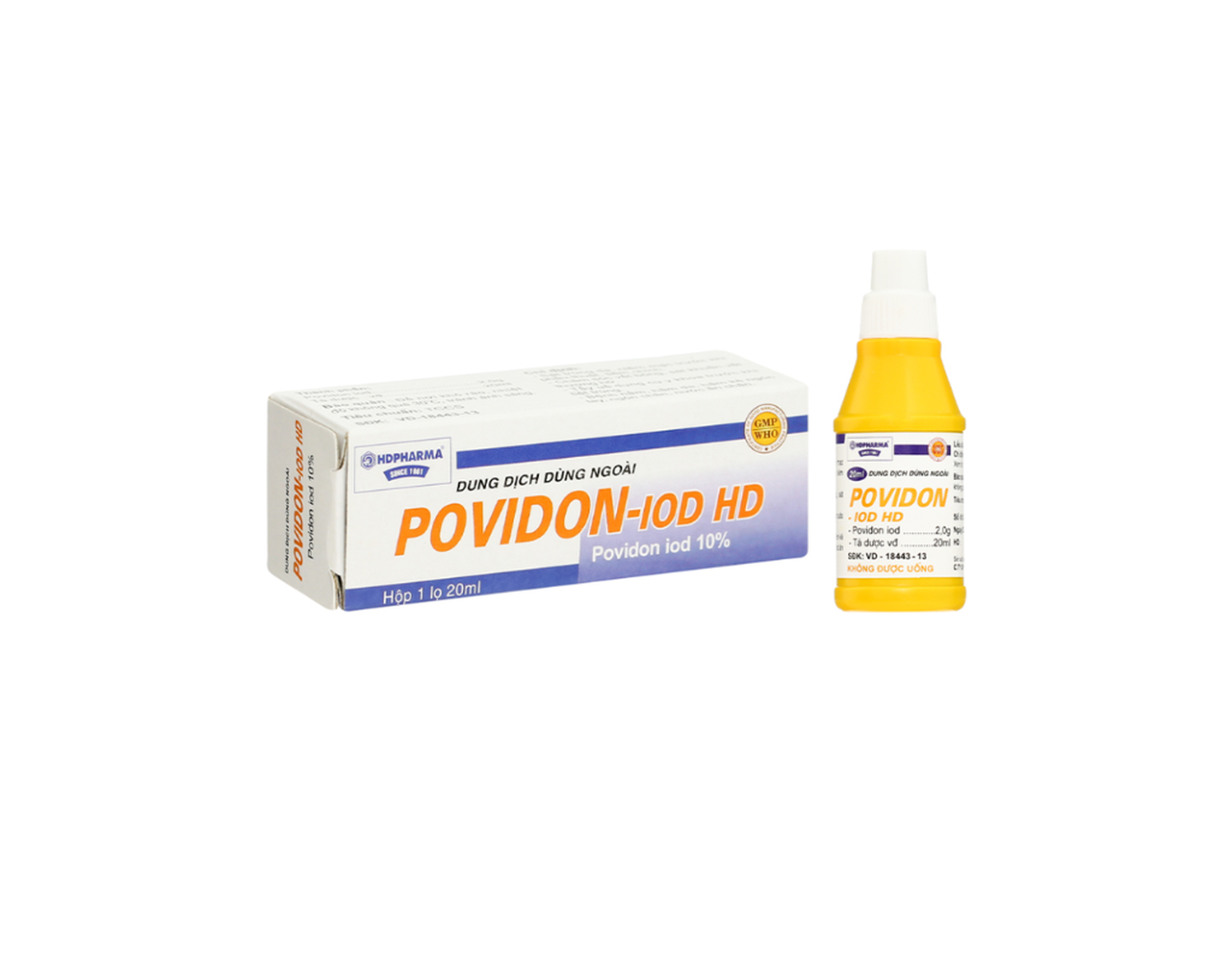 Dung dịch sát trùng Povidon Iod HD 10% ngăn ngừa nhiễm khuẩn (lọ 20ml)