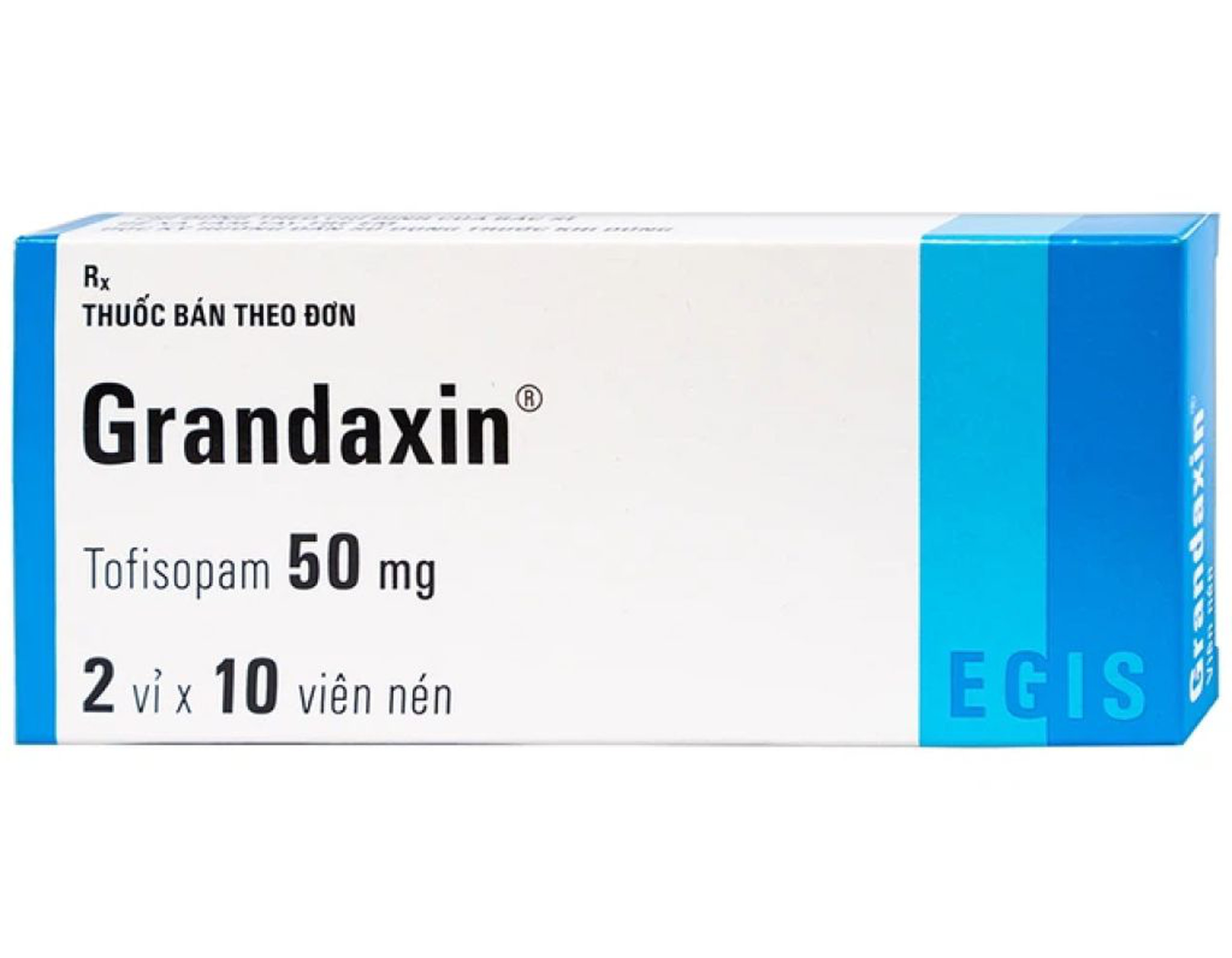 Thuốc Grandaxin 50mg trị rối loạn tâm thần, rối loạn lo âu (Hộp 2 vỉ x 10 viên)