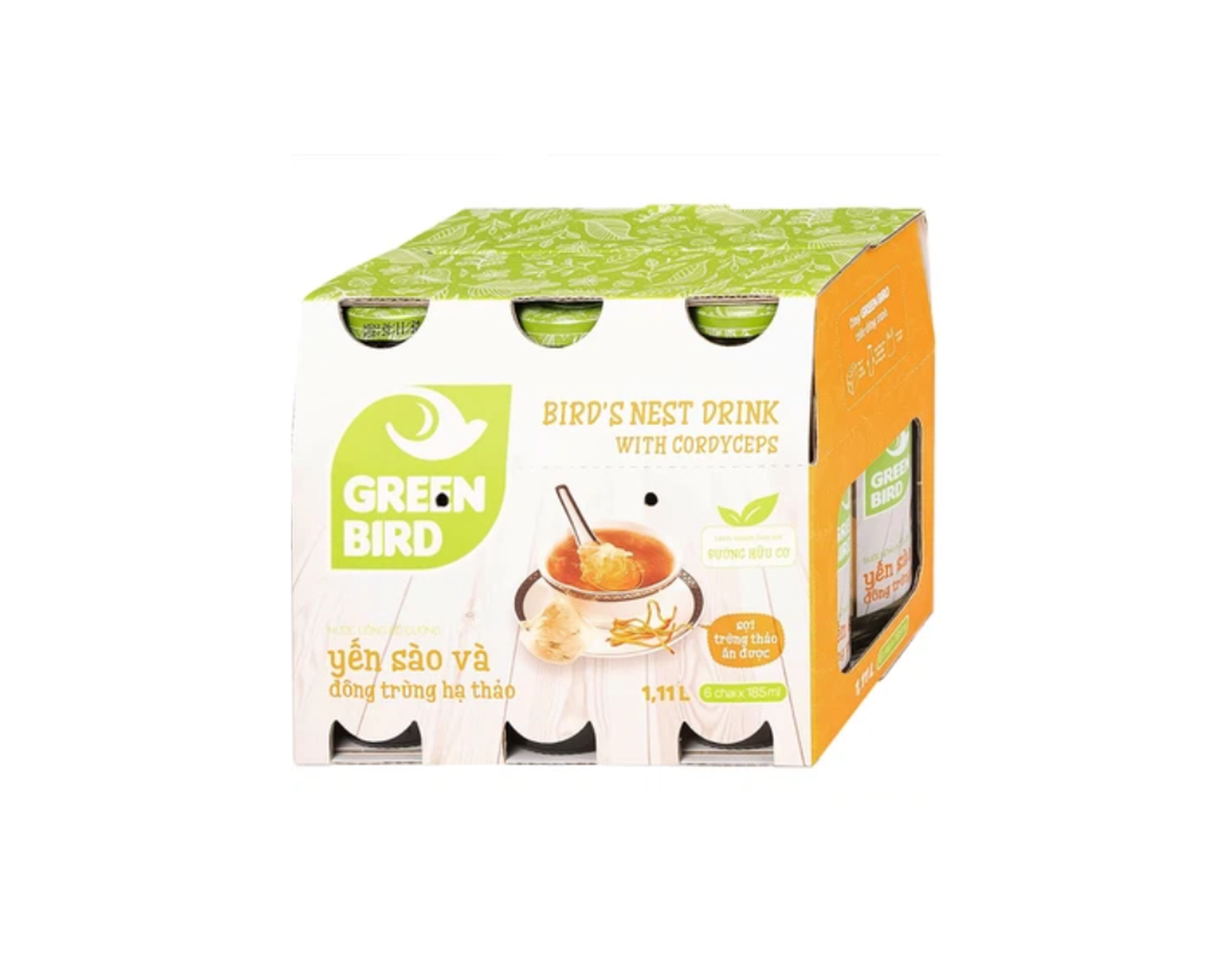Nước yến sào đông trùng hạ thảo Green Bird bổ sung dinh dưỡng (hộp 6 chai x 185ml)
