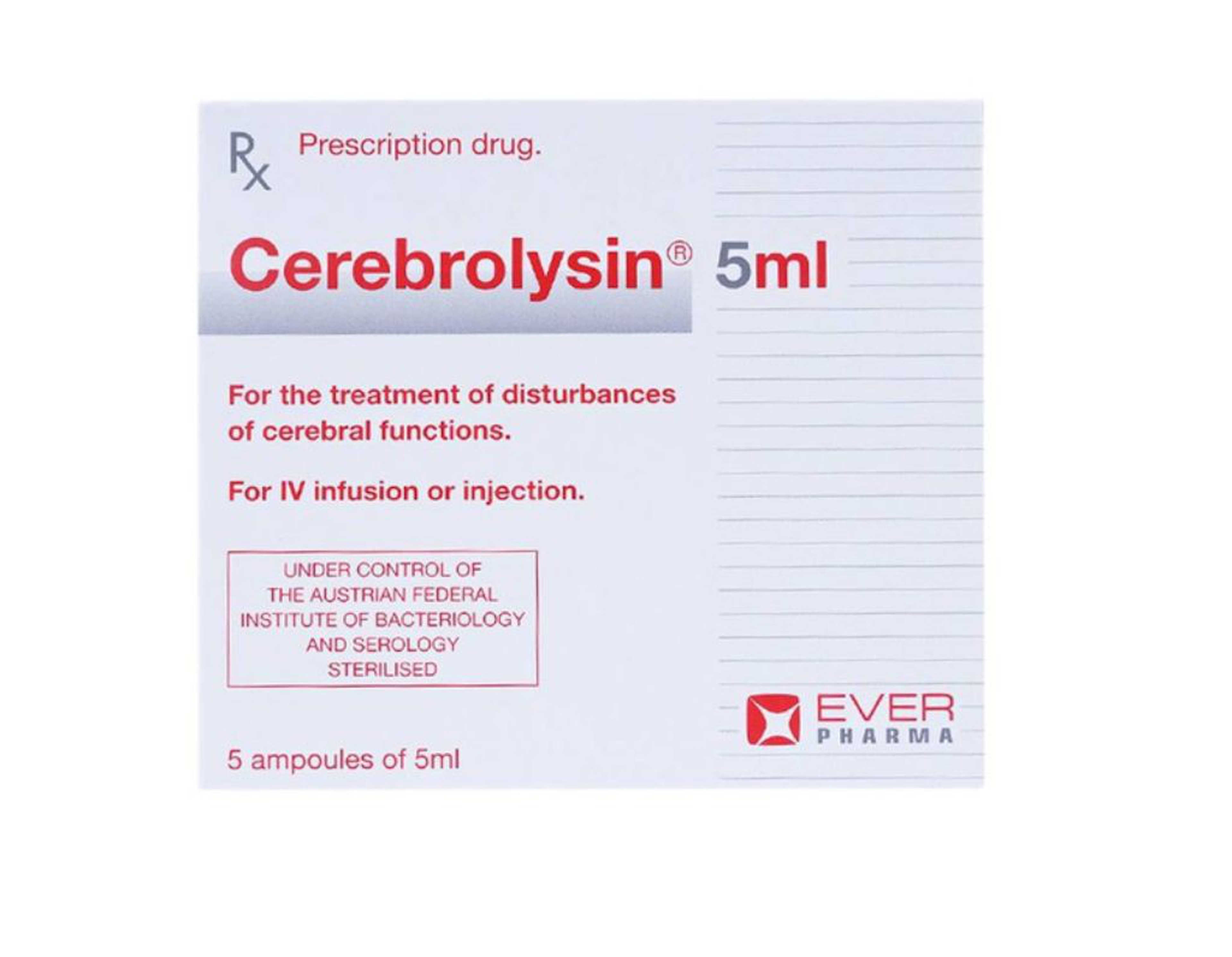 Thuốc tiêm Cerebrolysin 5ml điều trị rối loạn trí nhớ, sa sút trí tuệ (1 vỉ x 5 ống x 5ml)
