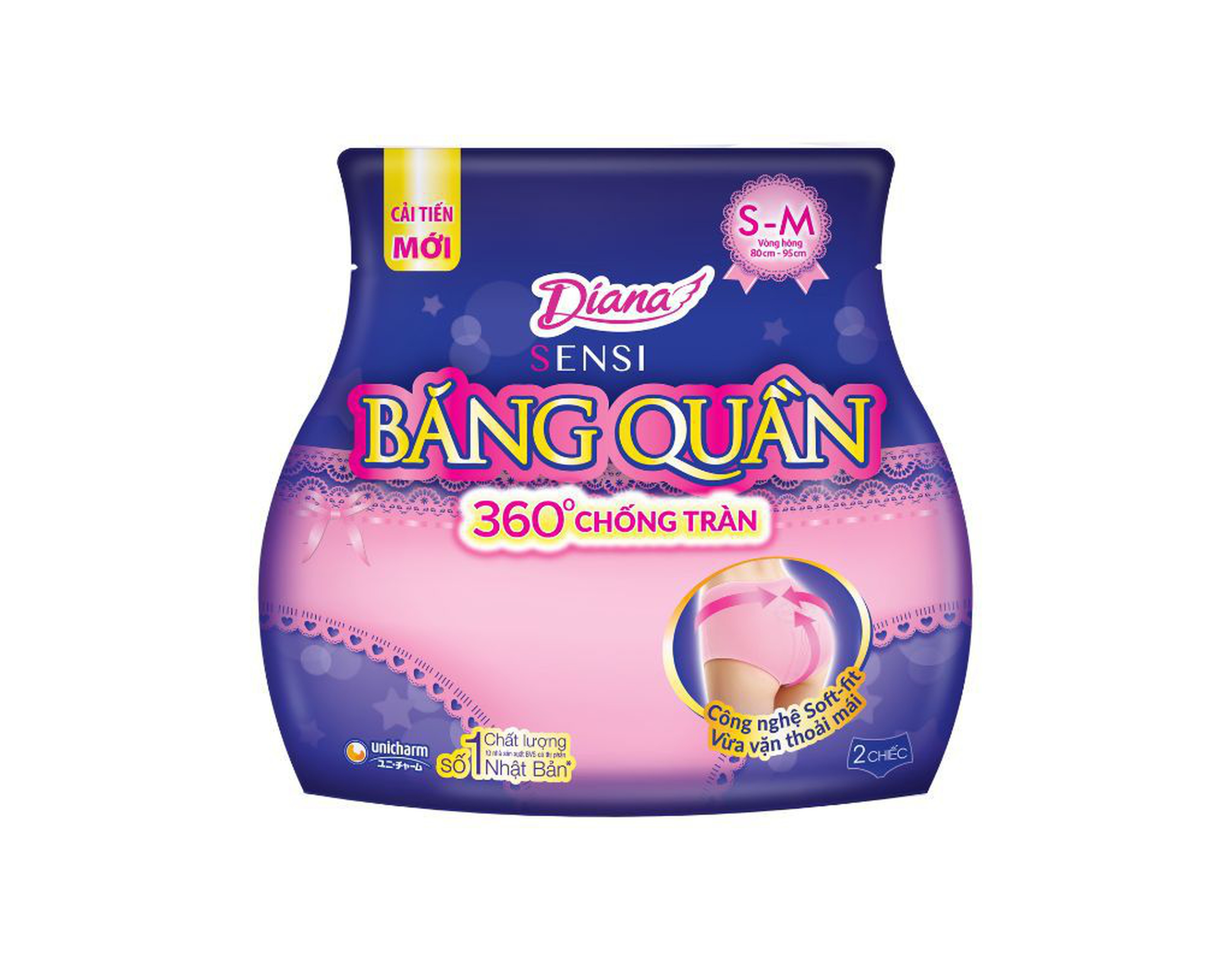 Băng vệ sinh Diana Sensi băng quần size S-M thấm hút tối đa, chống tràn mọi tư thế( Gói 2 miếng)