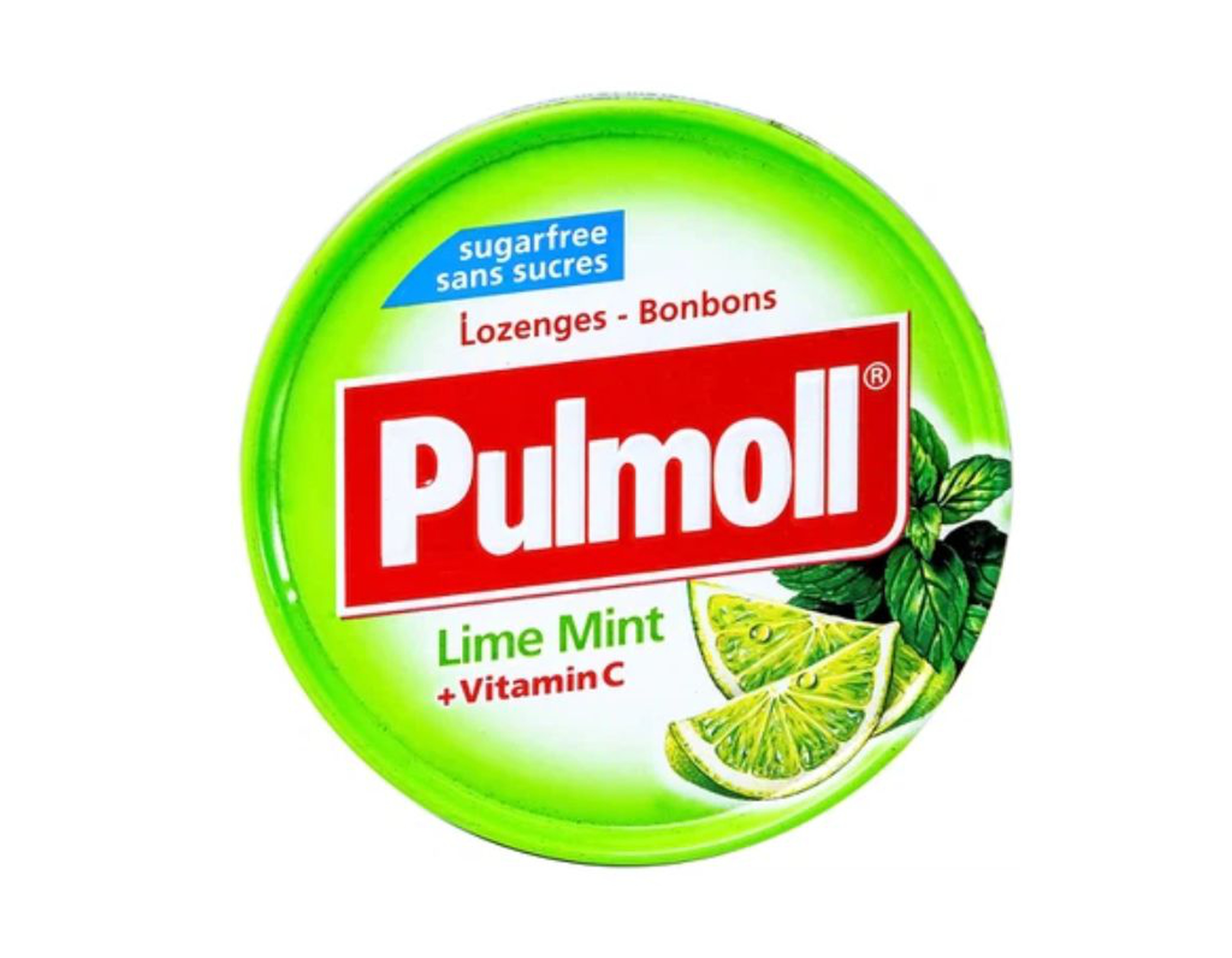 Kẹo ngậm Pulmoll Lime Mint + Vitamin C giúp tăng cường sức đề kháng, làm dịu cơn đau rát cổ họng khi ho (Hộp 45g)