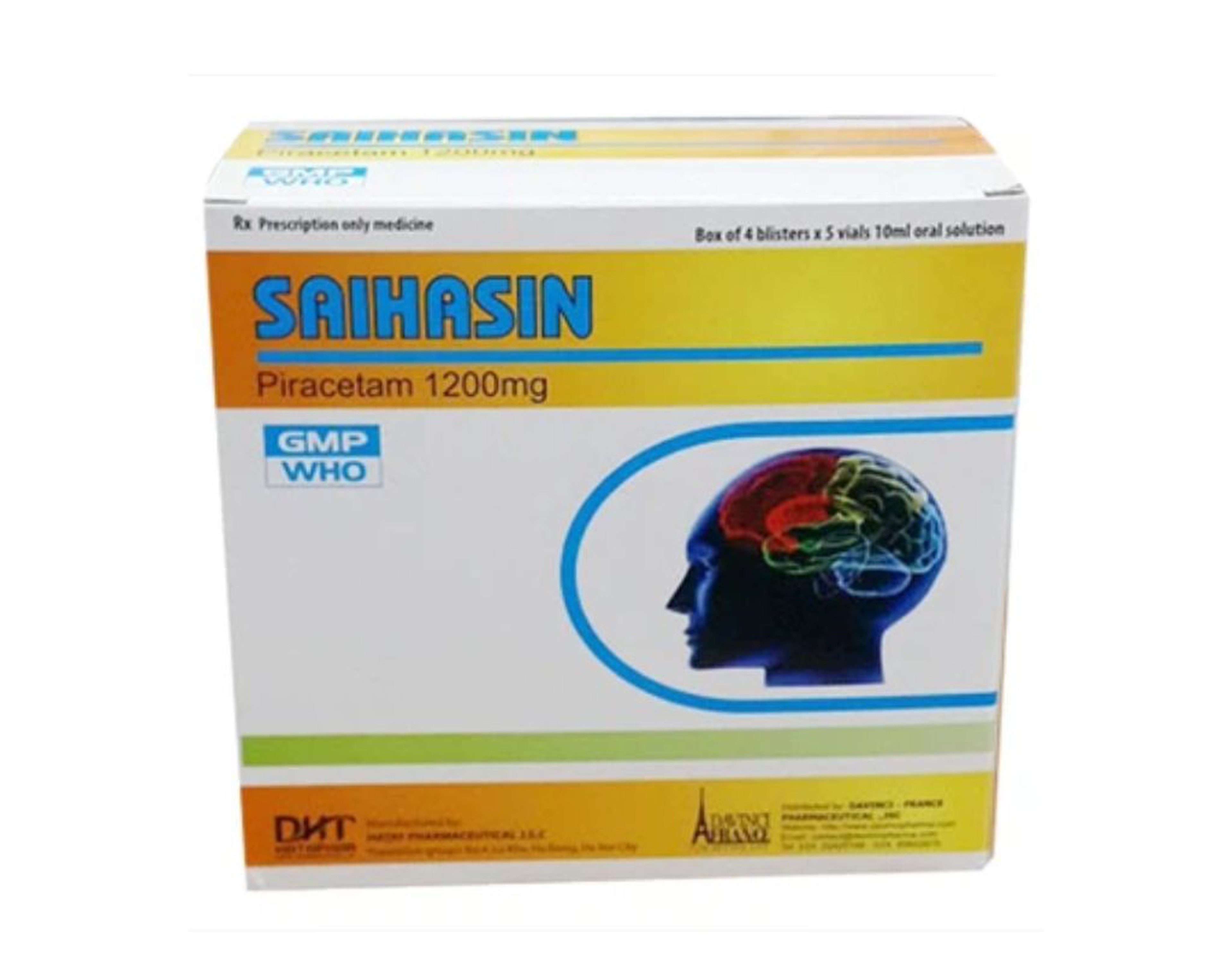 Dung dịch Saihasin 1200mg Hà Tây điều trị chứng chóng mặt (Hộp 4 vỉ x 5 ống)