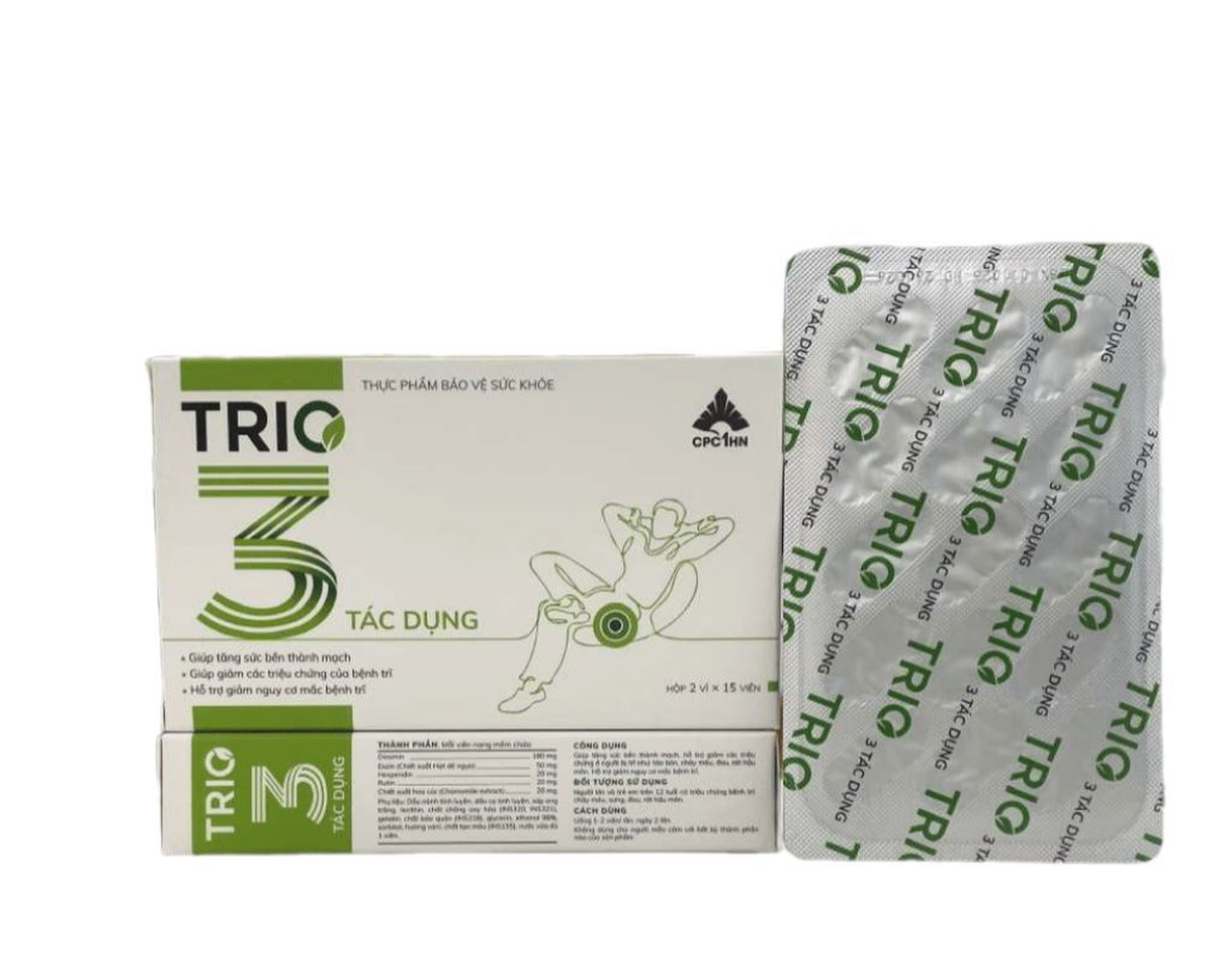 Viên uống Trio Cap hỗ trợ giảm các triệu chứng ở người bị trĩ (Hộp 2 vỉ x 15 viên)