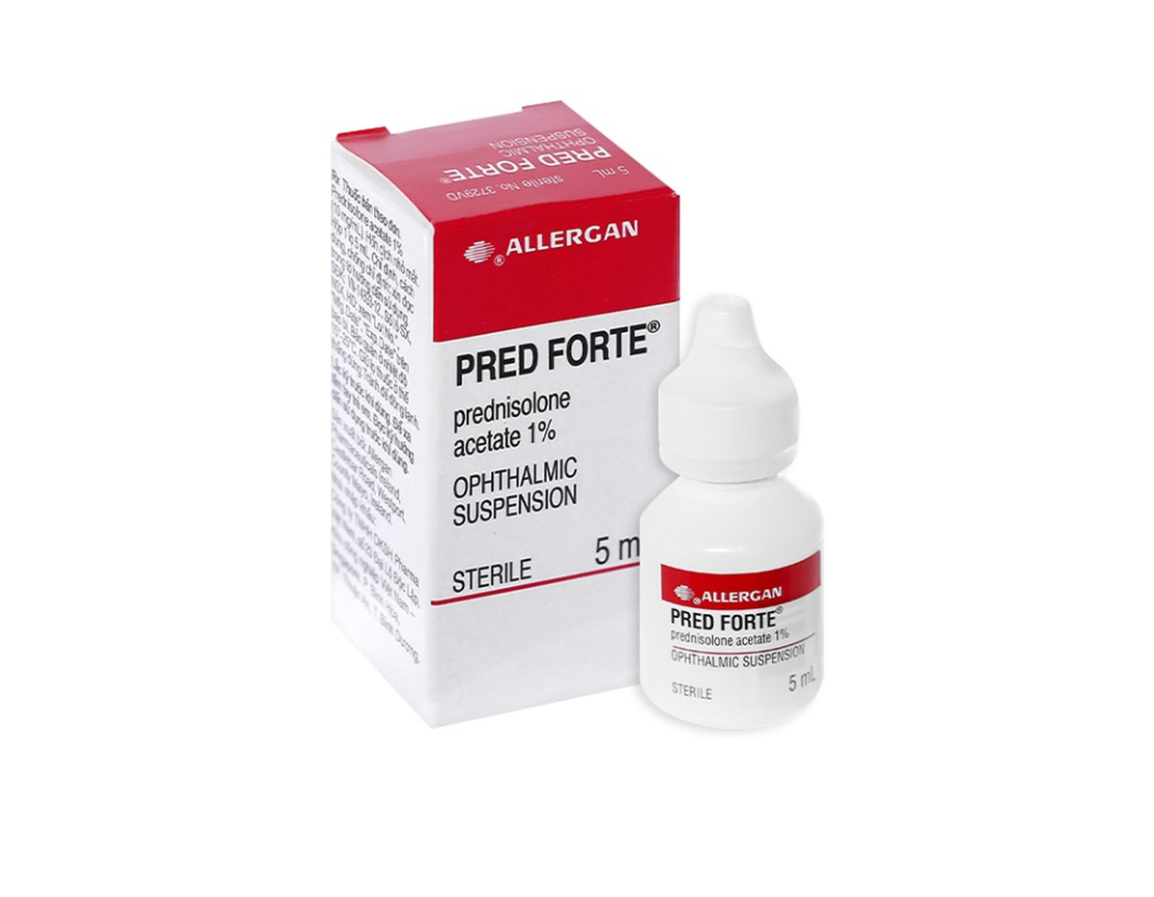 Thuốc nhỏ mắt Pred Forte 1% Eye drops Allergan điều trị viêm mi mắt, viêm kết mạc (Hộp 1 lọ 5ml)