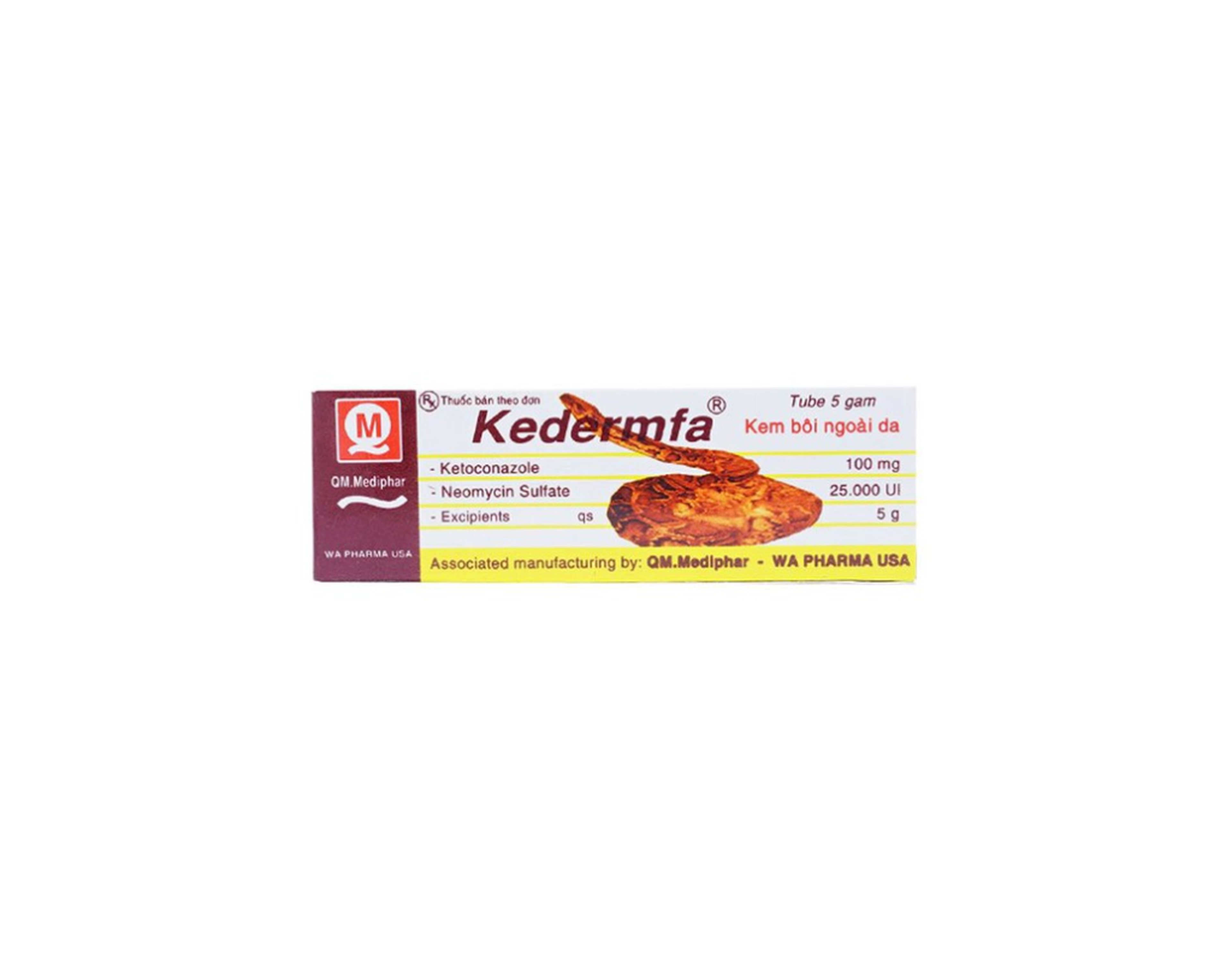 Kem bôi da Kedermfa điều trị nấm da chân, da đùi, da toàn thân, nấm móng, lang ben (Tuýp 5g)