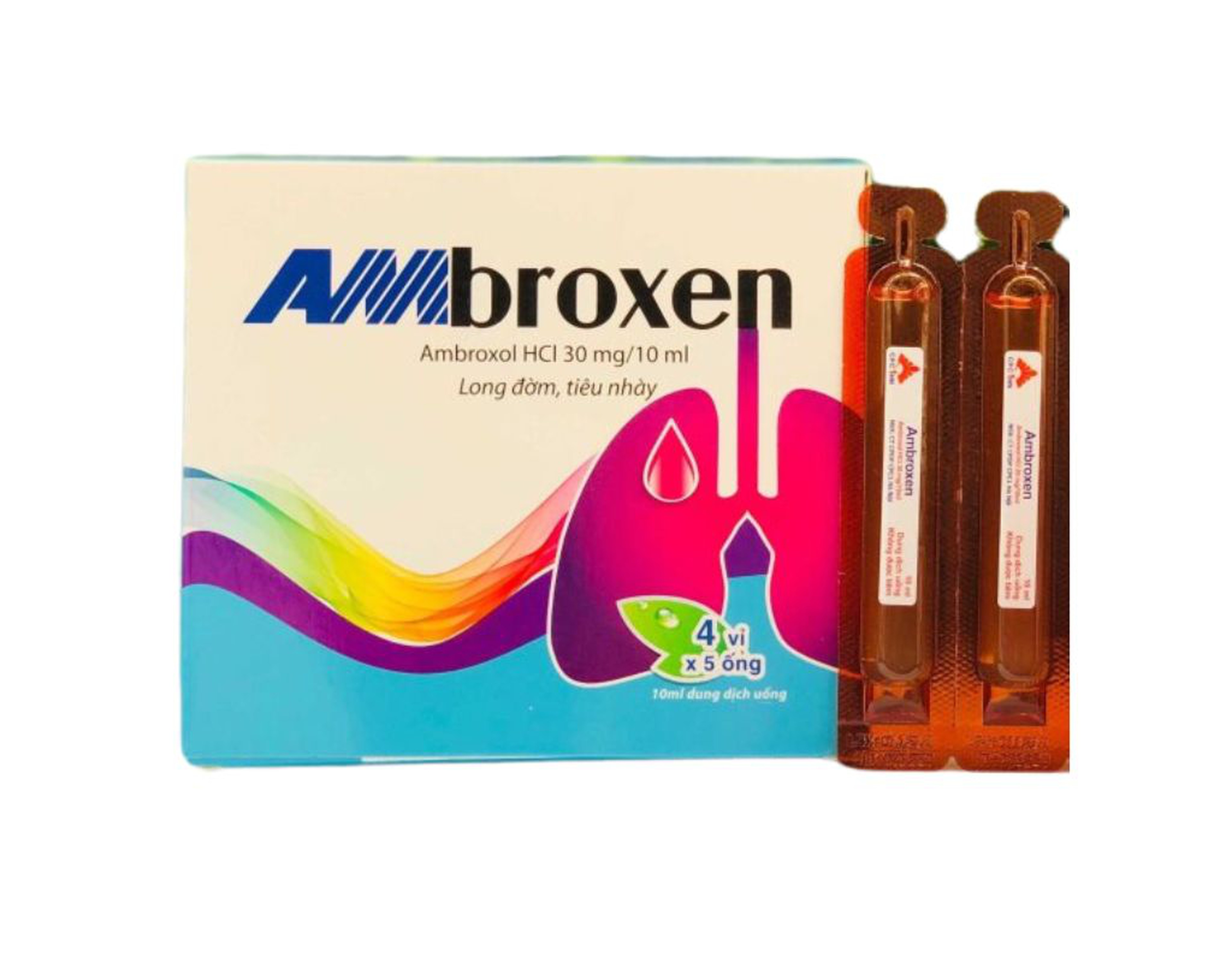 Dung dịch uống Ambroxen giúp làm loãng đờm, dùng trong các bệnh liên quan đến đường hô hấp
