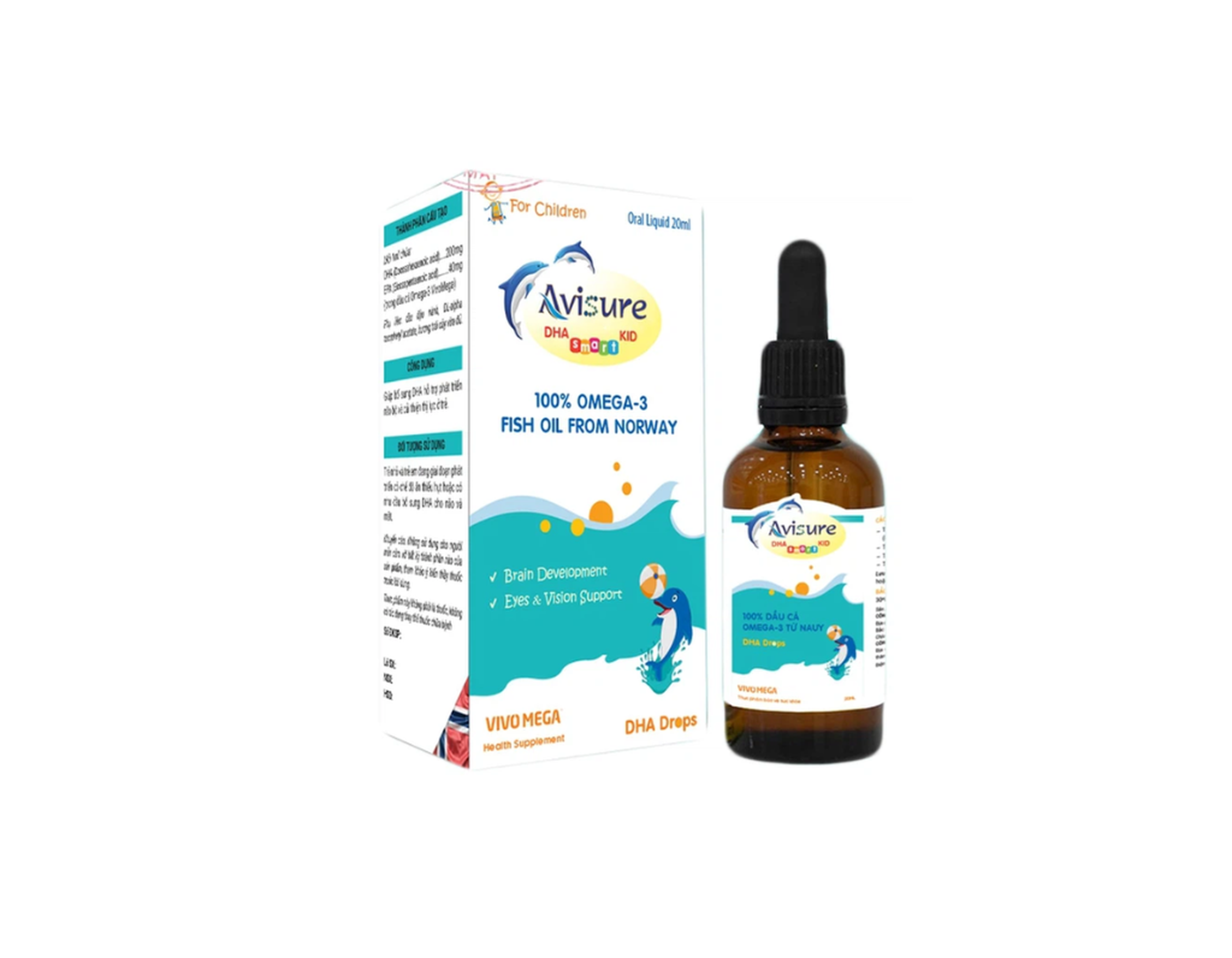 Dung dịch uống Avisure DHA Smart Kid Sol hỗ trợ phát triển não bộ, thị lực cho trẻ (Lọ 20ml)