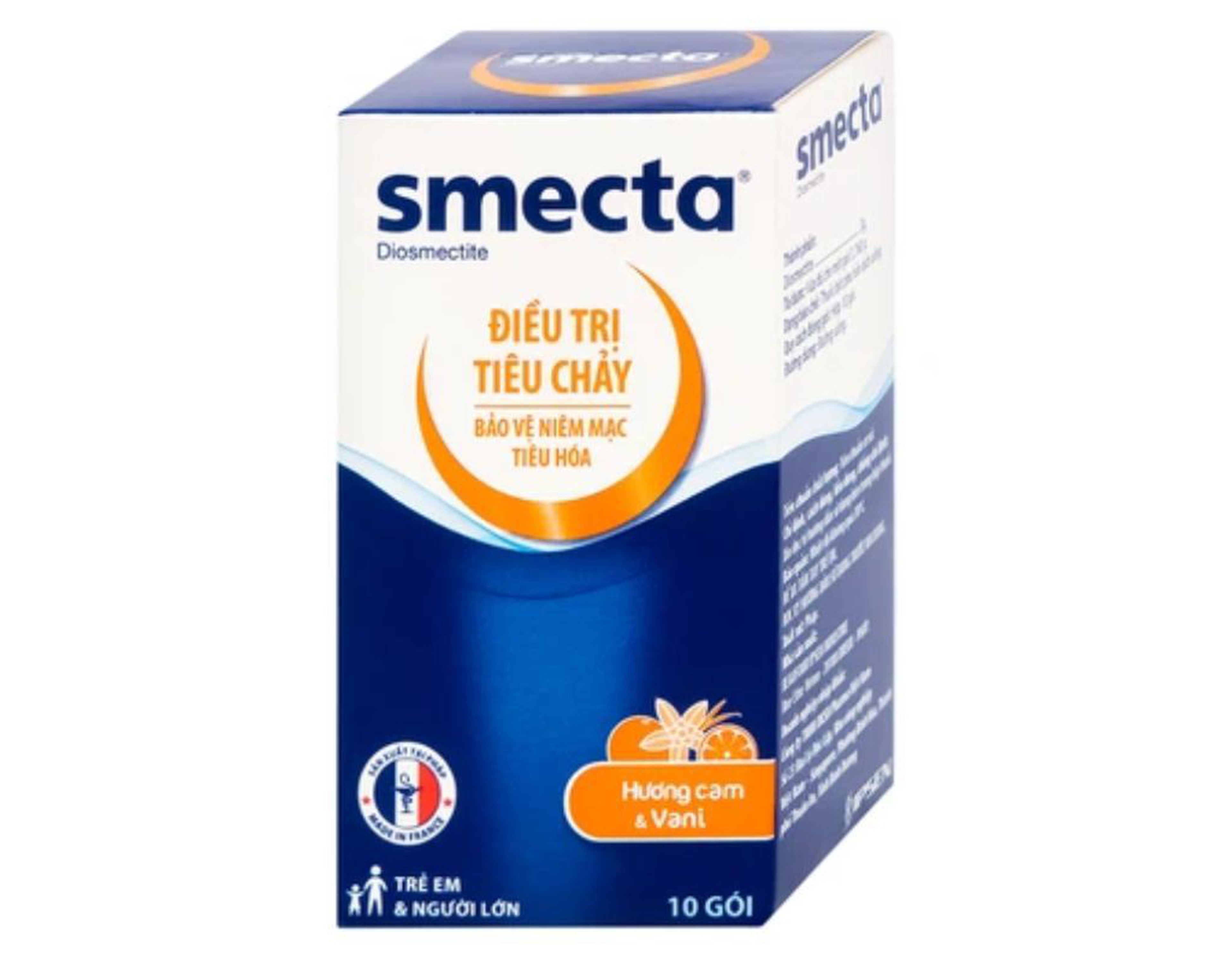 Thuốc bột Smecta Beaufour Ipsen hương cam & vani điều trị tiêu chảy, bảo vệ niêm mạc tiêu hoá (Hộp 10 gói)