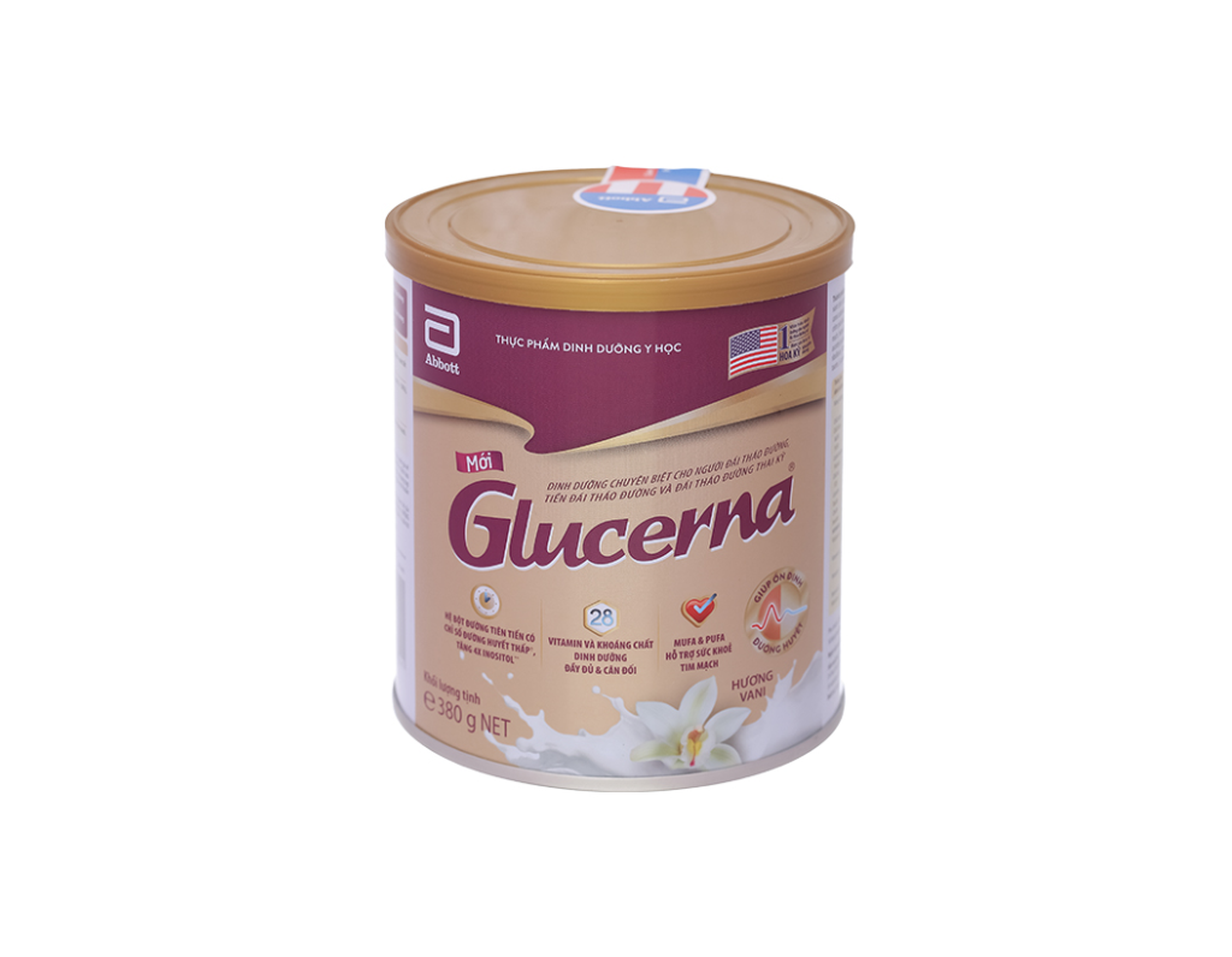 Sữa bột Glucerna Abbott bổ sung dinh dưỡng đặc biệt cho người đái tháo đường (Hộp 380g)