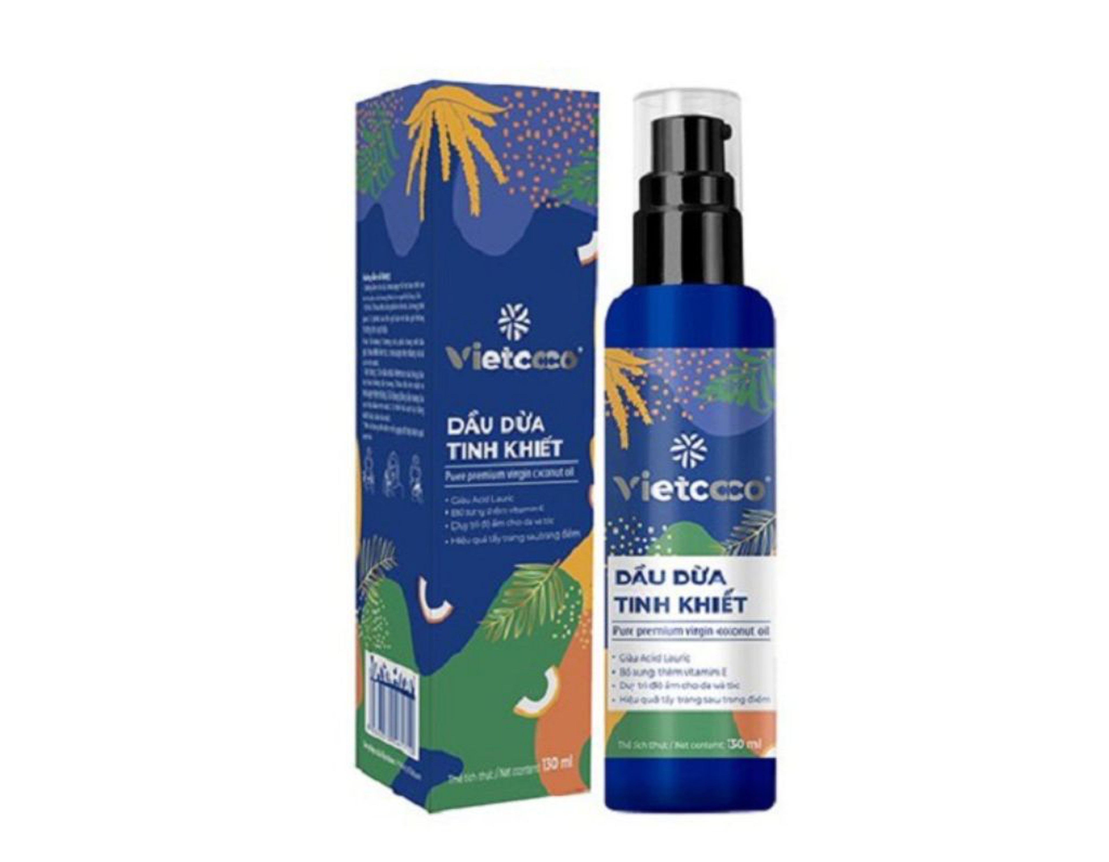 Dầu dừa tinh khiết Organic Vietcoco dưỡng da, chăm sóc tóc, môi (Chai 130ml)