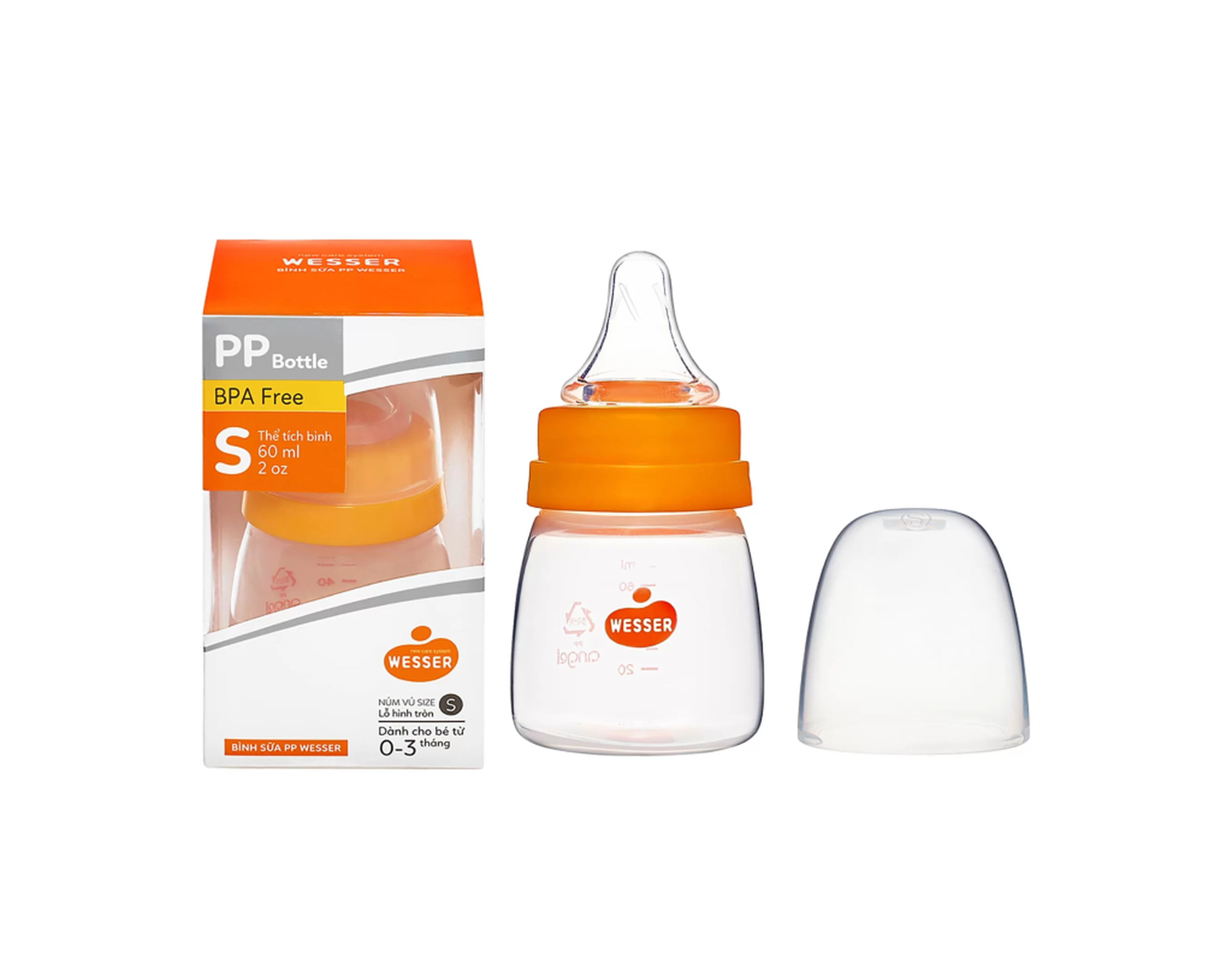 Bình Sữa PP Wesser size S 60ml dễ cầm nắm