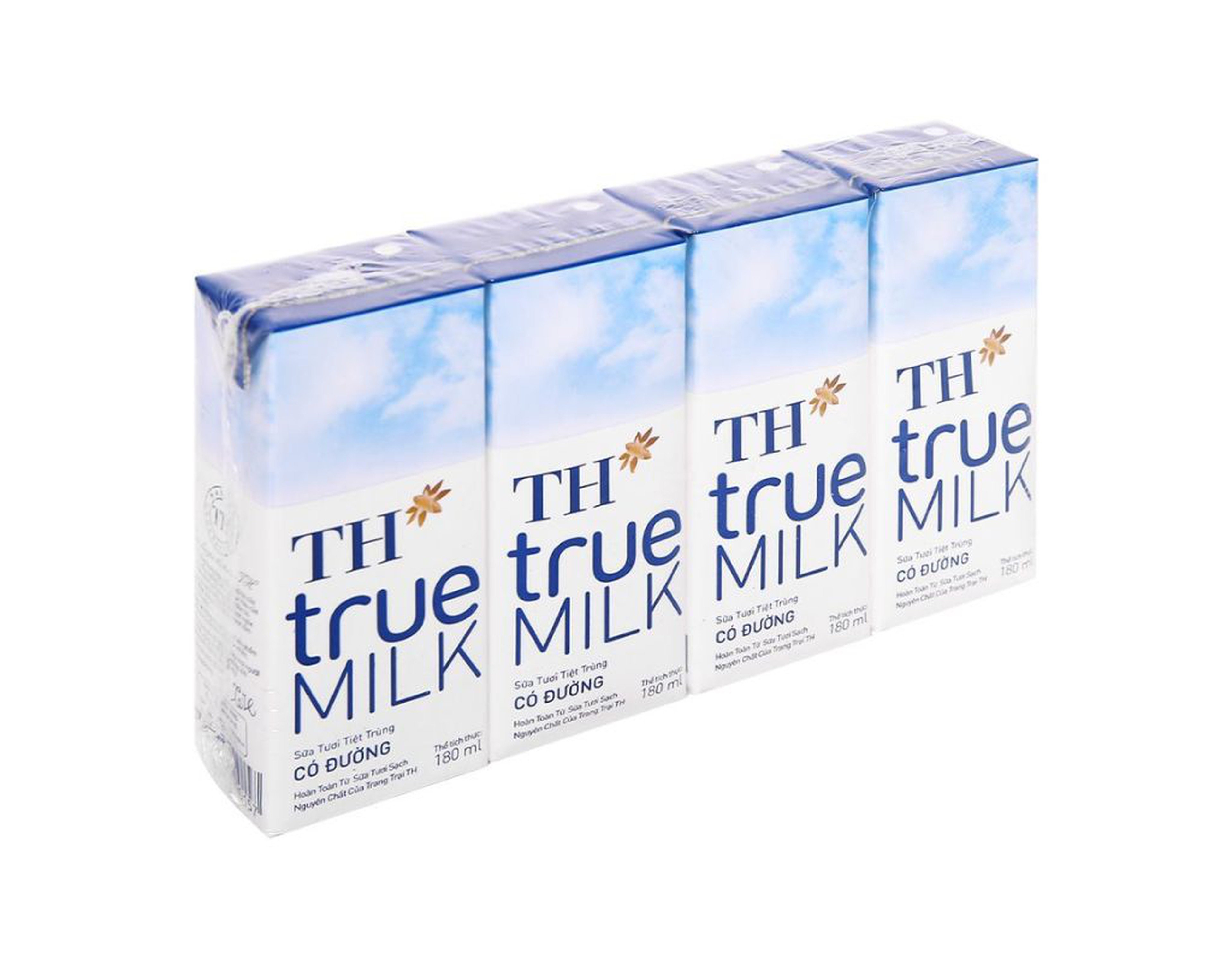 Sữa Tươi Tiệt Trùng Có Đường TH true MILK 110ml bổ sung canxi (Lốc 4 hộp)
