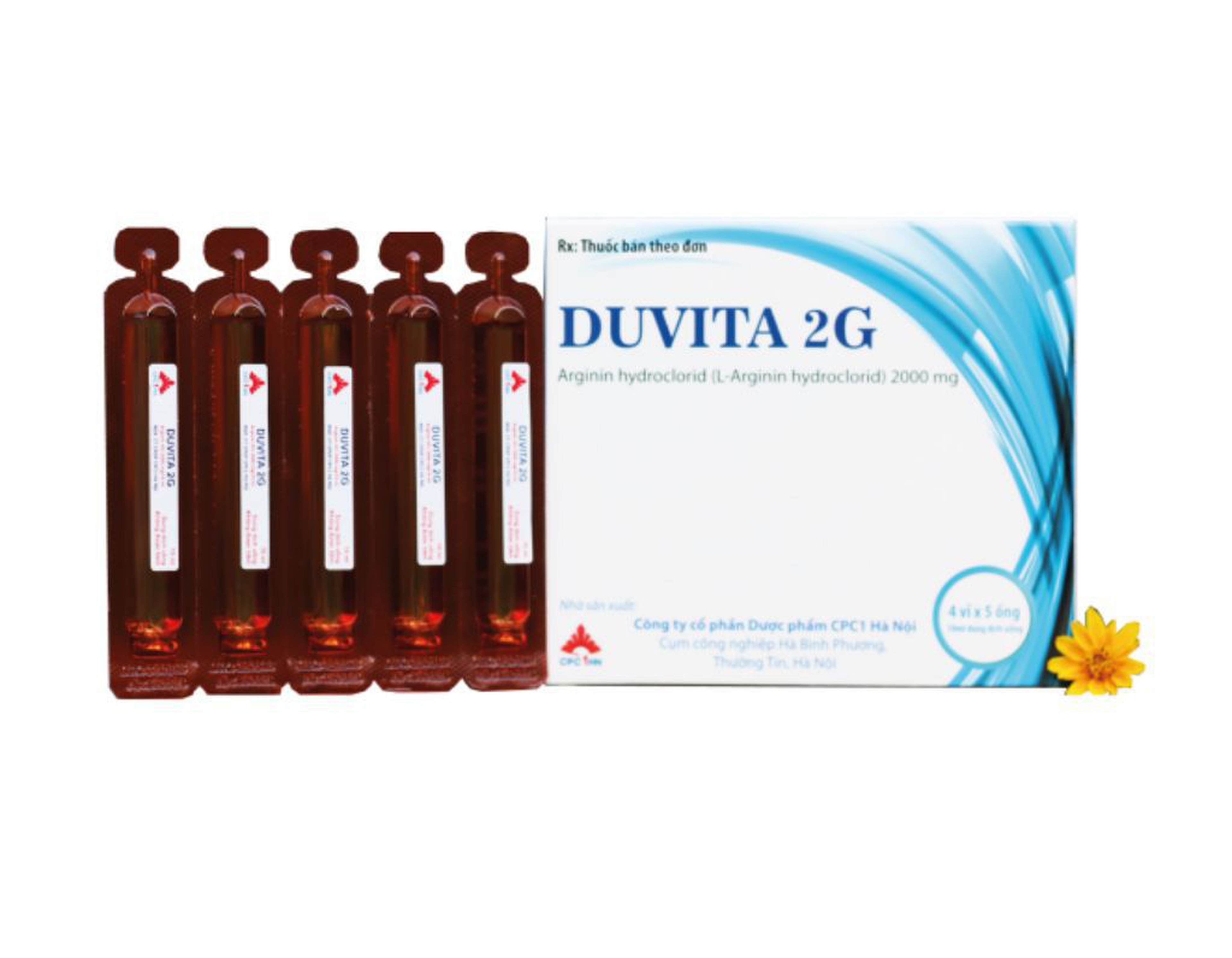 Thuốc Duvita 2g  điều trị các rối loạn đường tiêu hóa, bảo vệ và phục hồi tế bào gan (Hộp 4 vỉ x 5 ống)