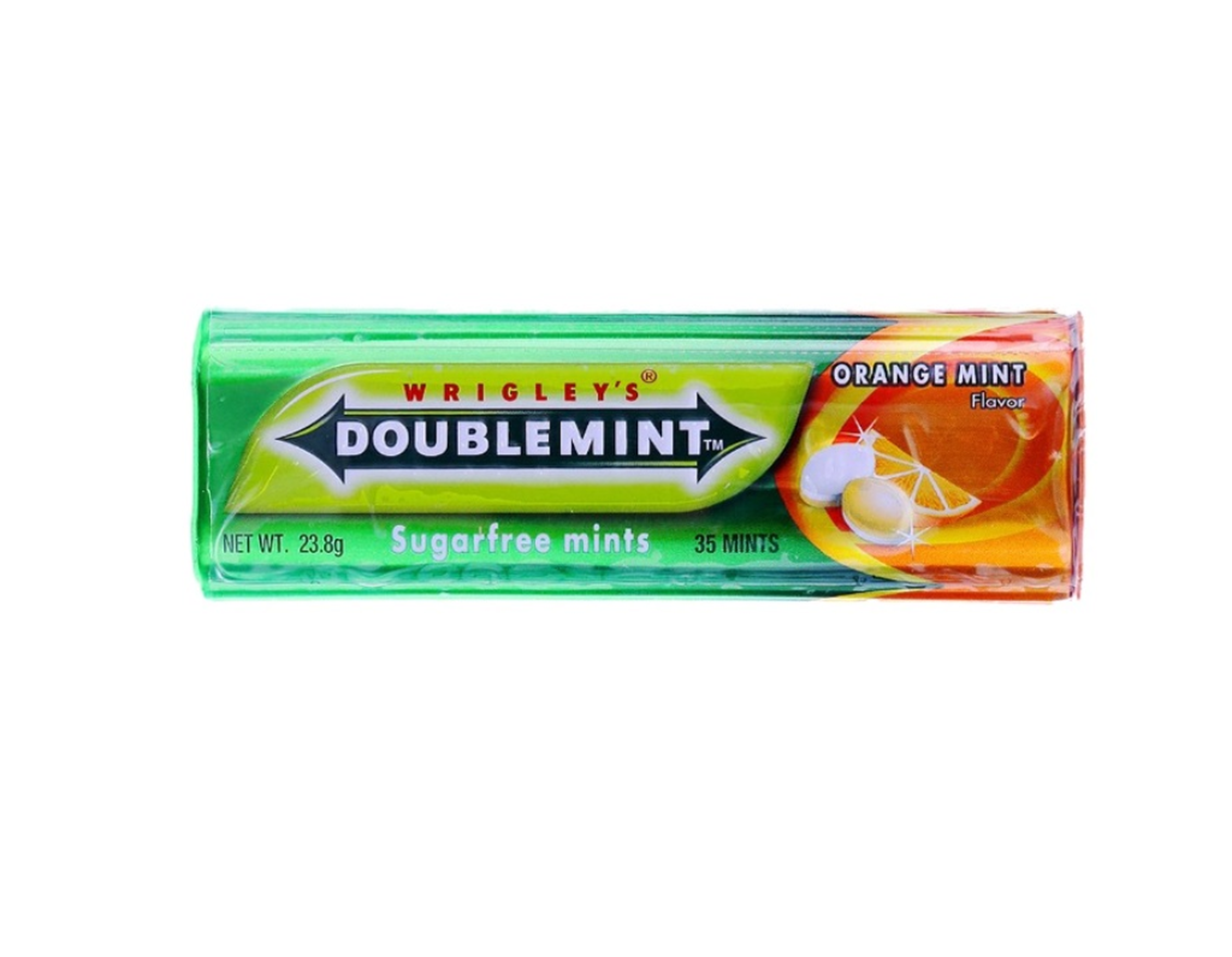 Kẹo ngậm Doublemint Mints Orange Mint Candy không đường hương cam giúp hơi thở luôn thơm mát, khử mùi hôi miệng (Tuýp 23.8g)
