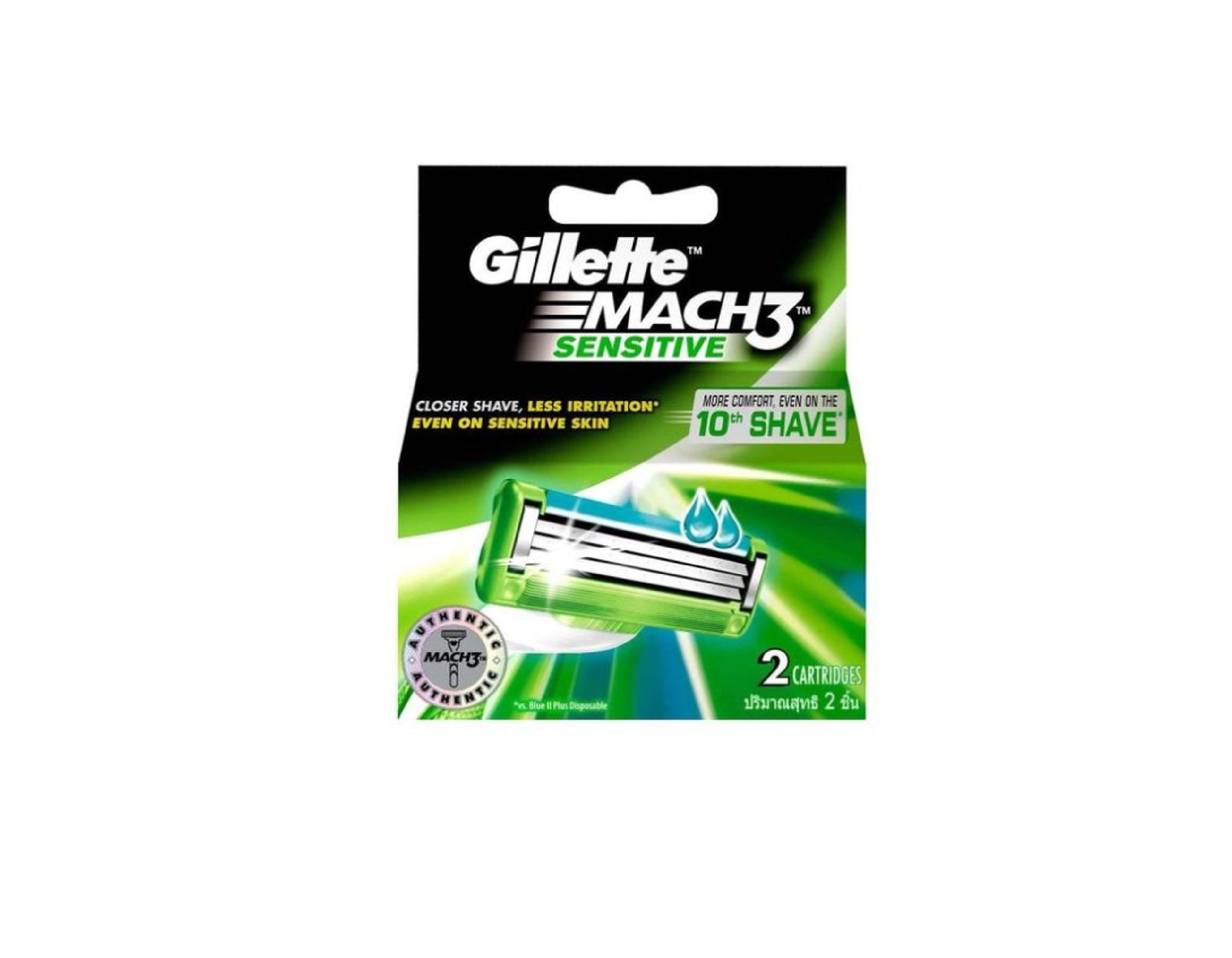 Lưỡi dao cạo Gillette Mach 3 Sensitive cạo sạch nhẹ nhàng (Vỉ 2 cái)