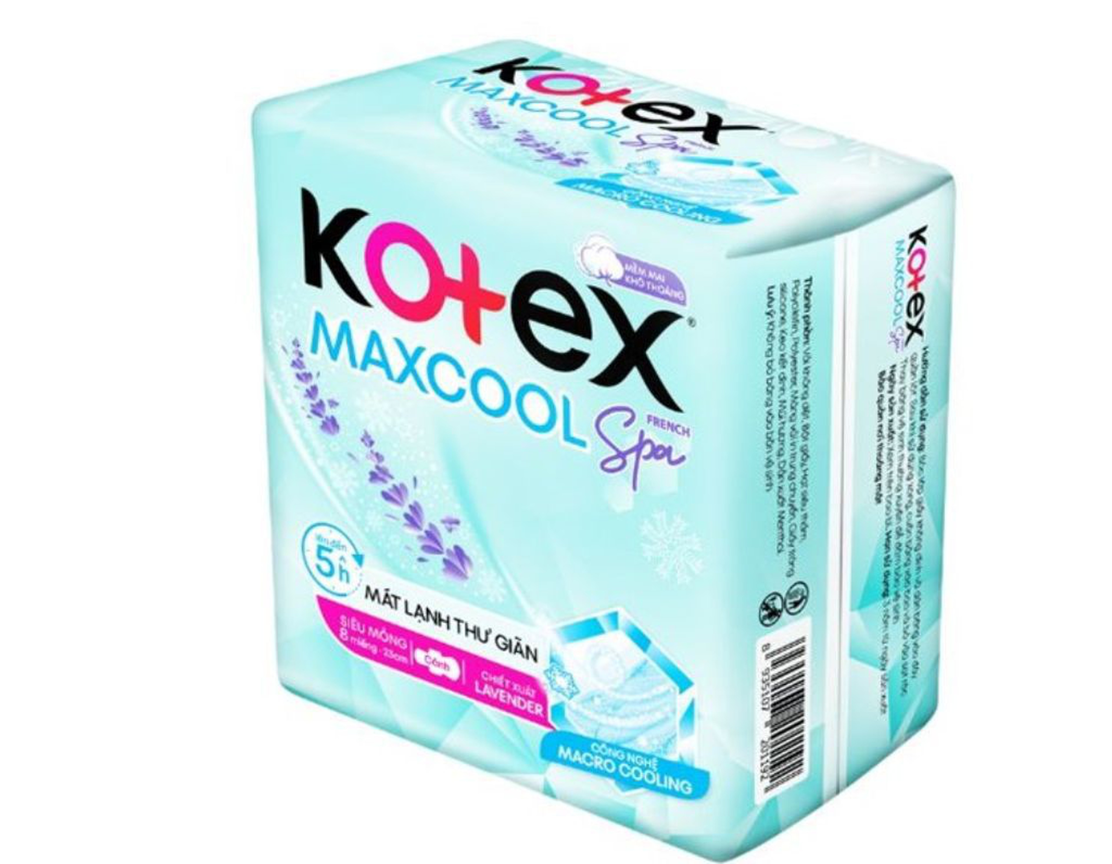 Băng vệ sinh Kotex Max Cool French Spa siêu mỏng cánh 8 miếng 23 cm