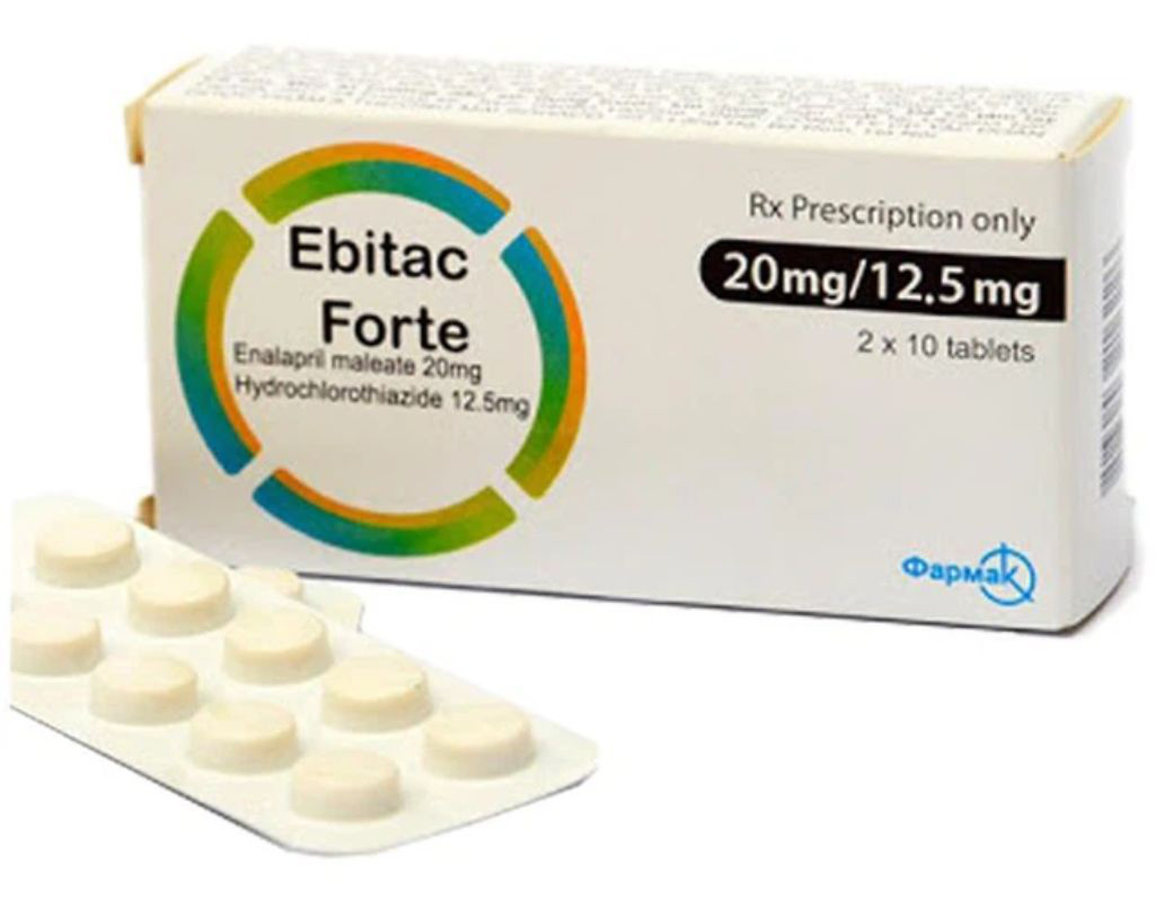 Thuốc Ebitac Forte 20mg/12.5mg Farmak điều trị tăng huyết áp (2 vỉ * 10 viên)