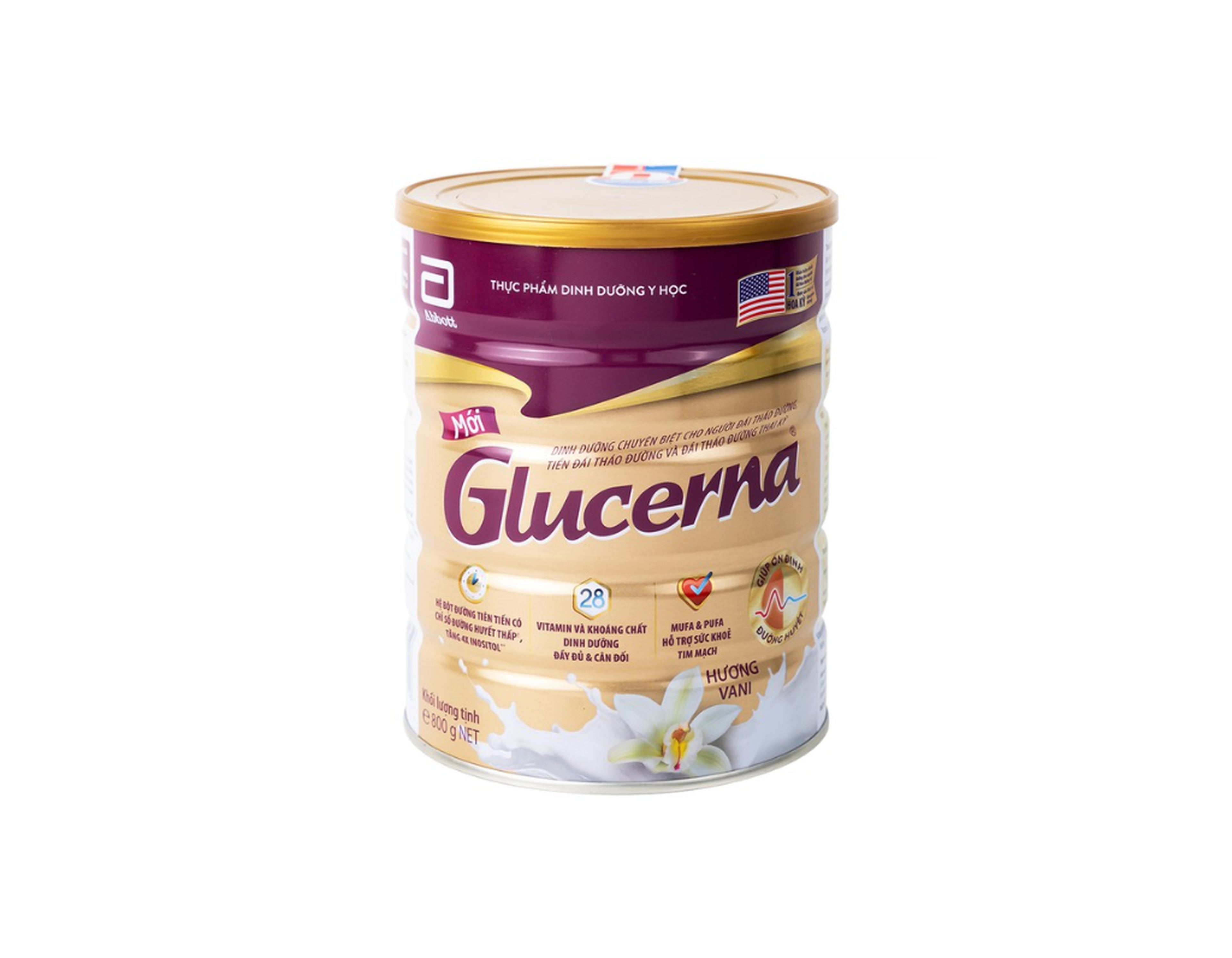 Sữa Glucerna Abbott hương vani bổ sung dinh dưỡng đặc biệt cho người đái tháo đường (Hộp 800g)
