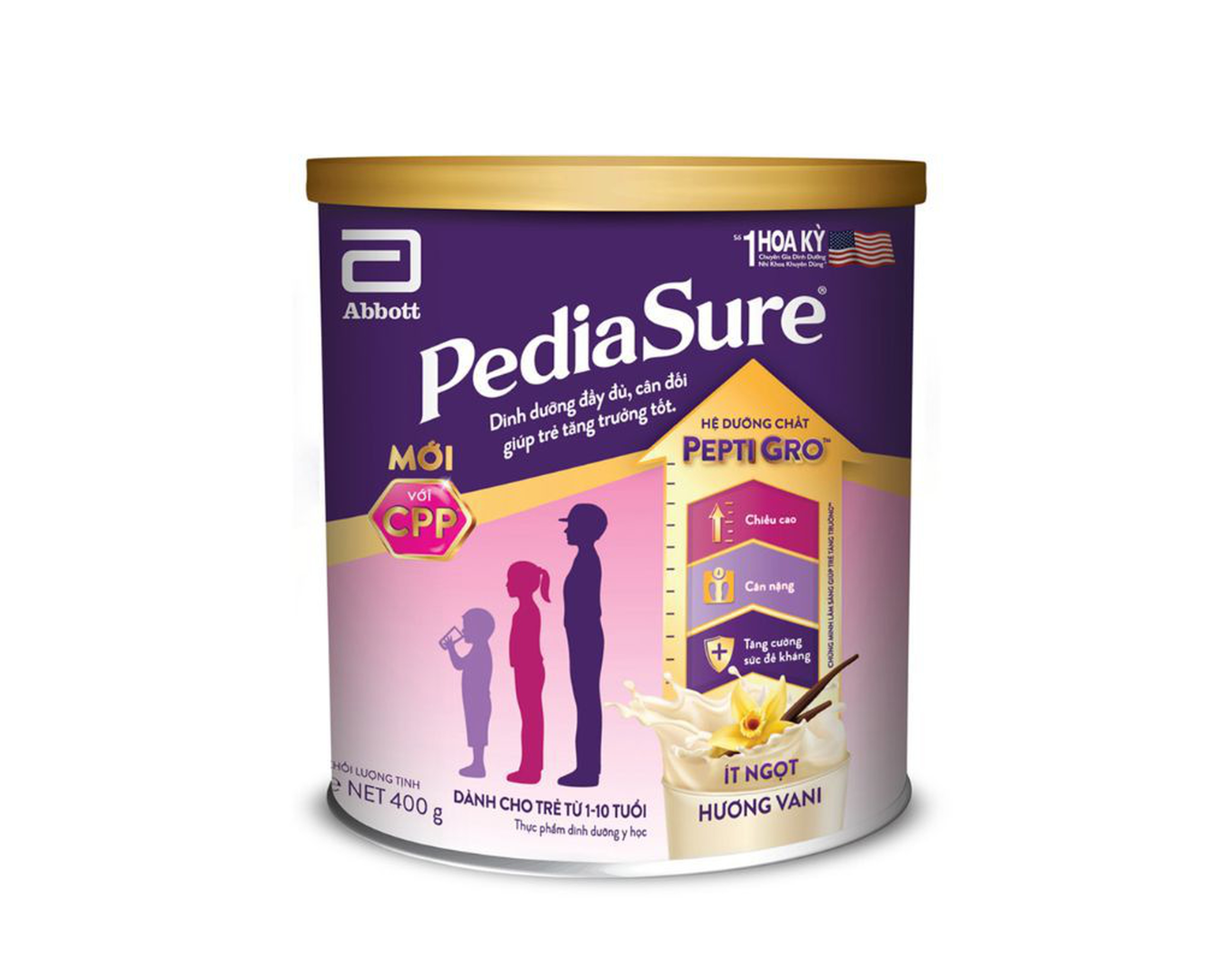 Sữa Pediasure hương vani bổ sung dinh dưỡng giúp bé phát triển toàn diện (Hộp 400g)