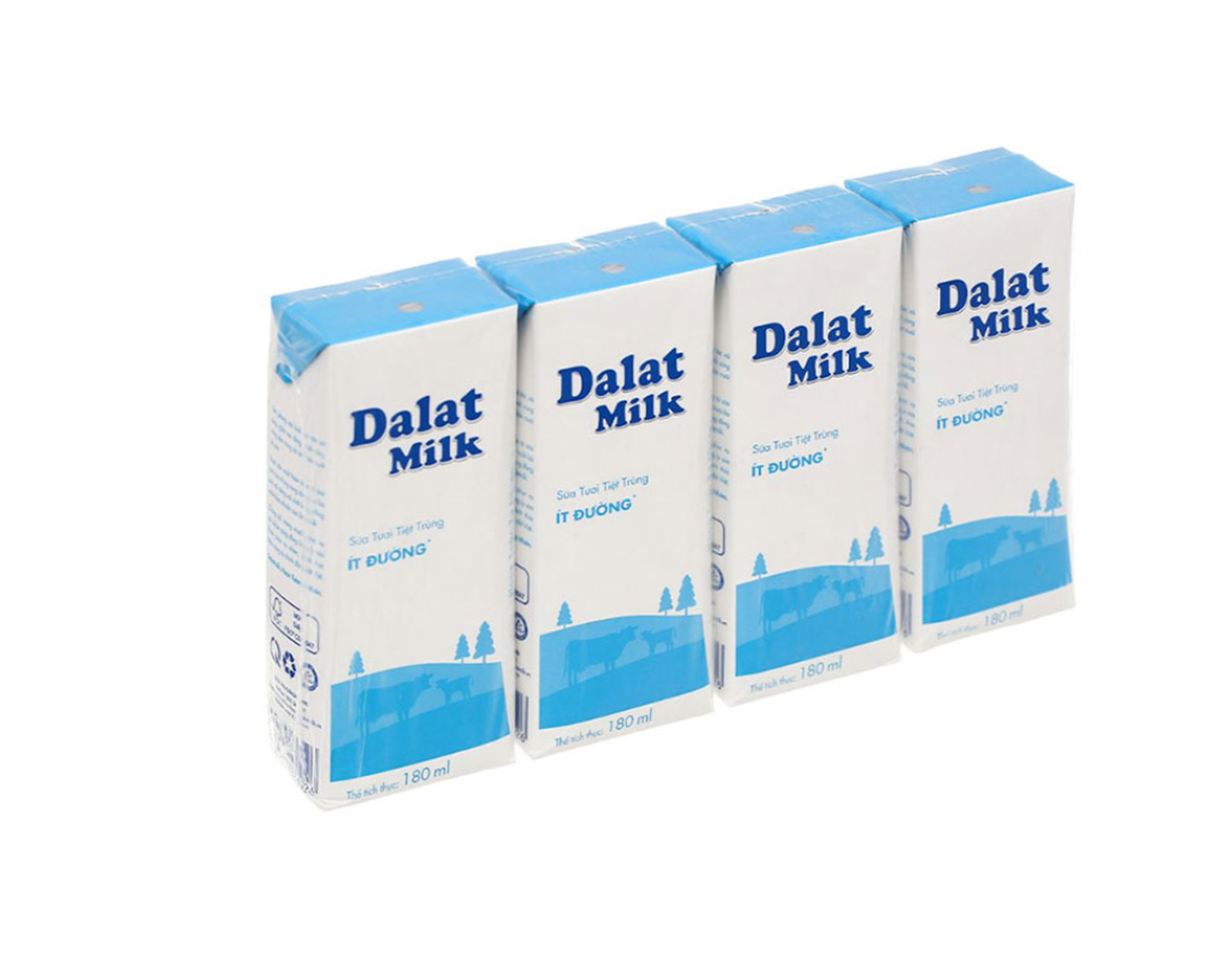 Sữa tươi tiệt trùng ít đường Dalat Milk thơm ngon, giàu dinh dưỡng (Lốc 4 hộp 180ml)